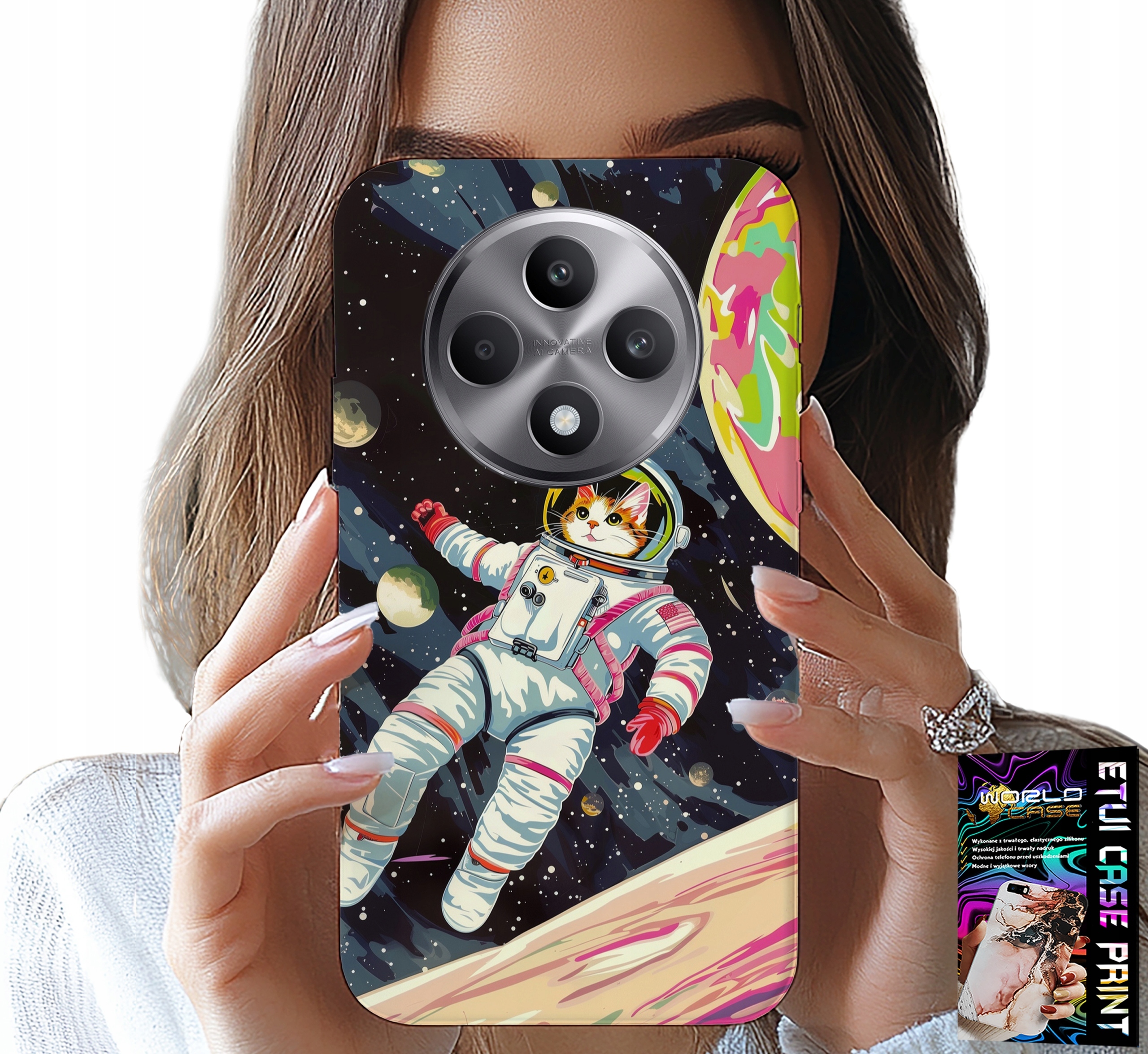 ETUI DO OPPO RENO12 F / 12FS 5G - KOCI ASTRONAUTA KOT KOSMOS OBUDOWA CASE