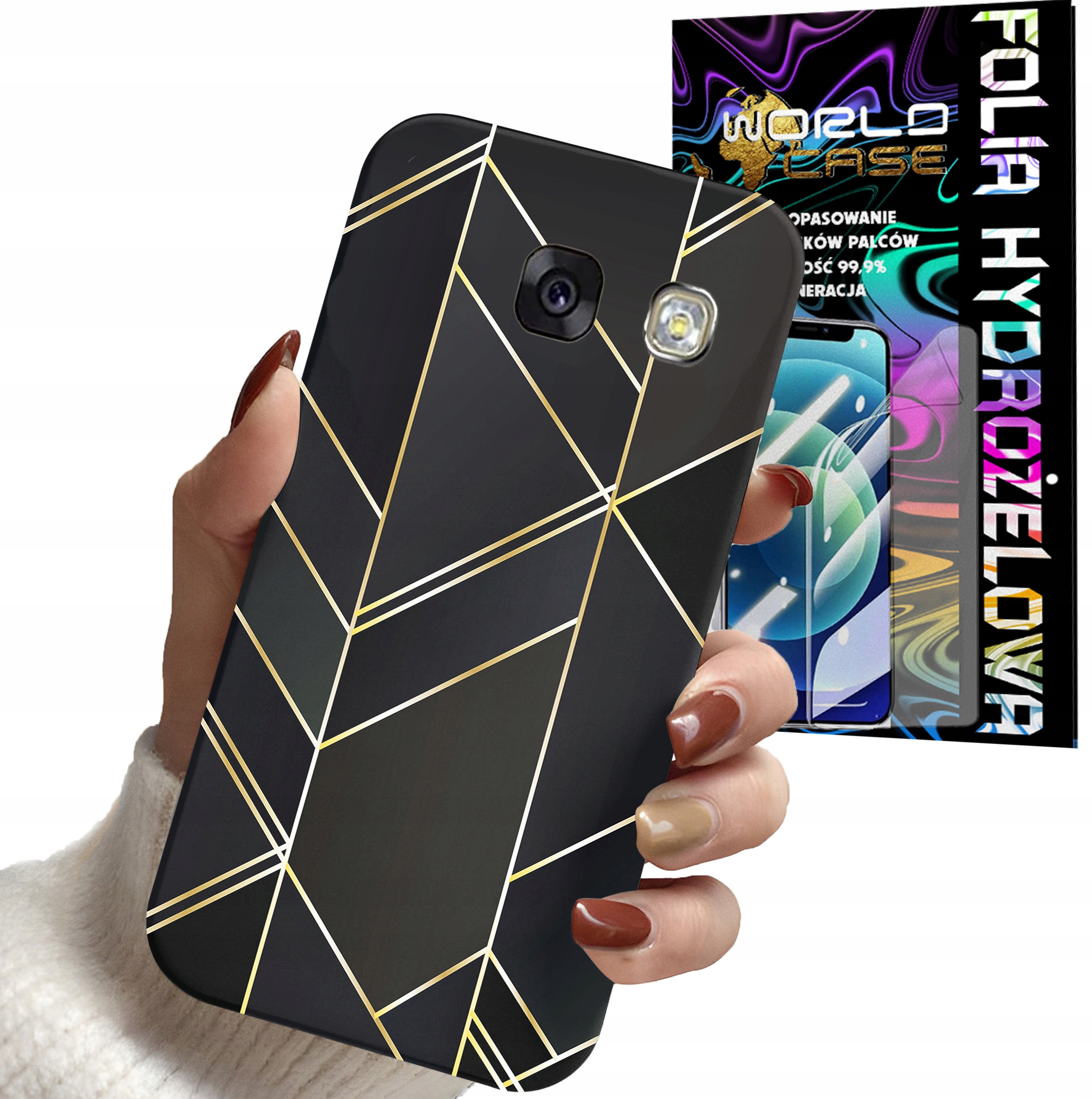 ETUI CASE DO SAMSUNG A5 2017 - MARMUREK GEOMETRYCZNE WZORY DLA KOBI + FOLIA