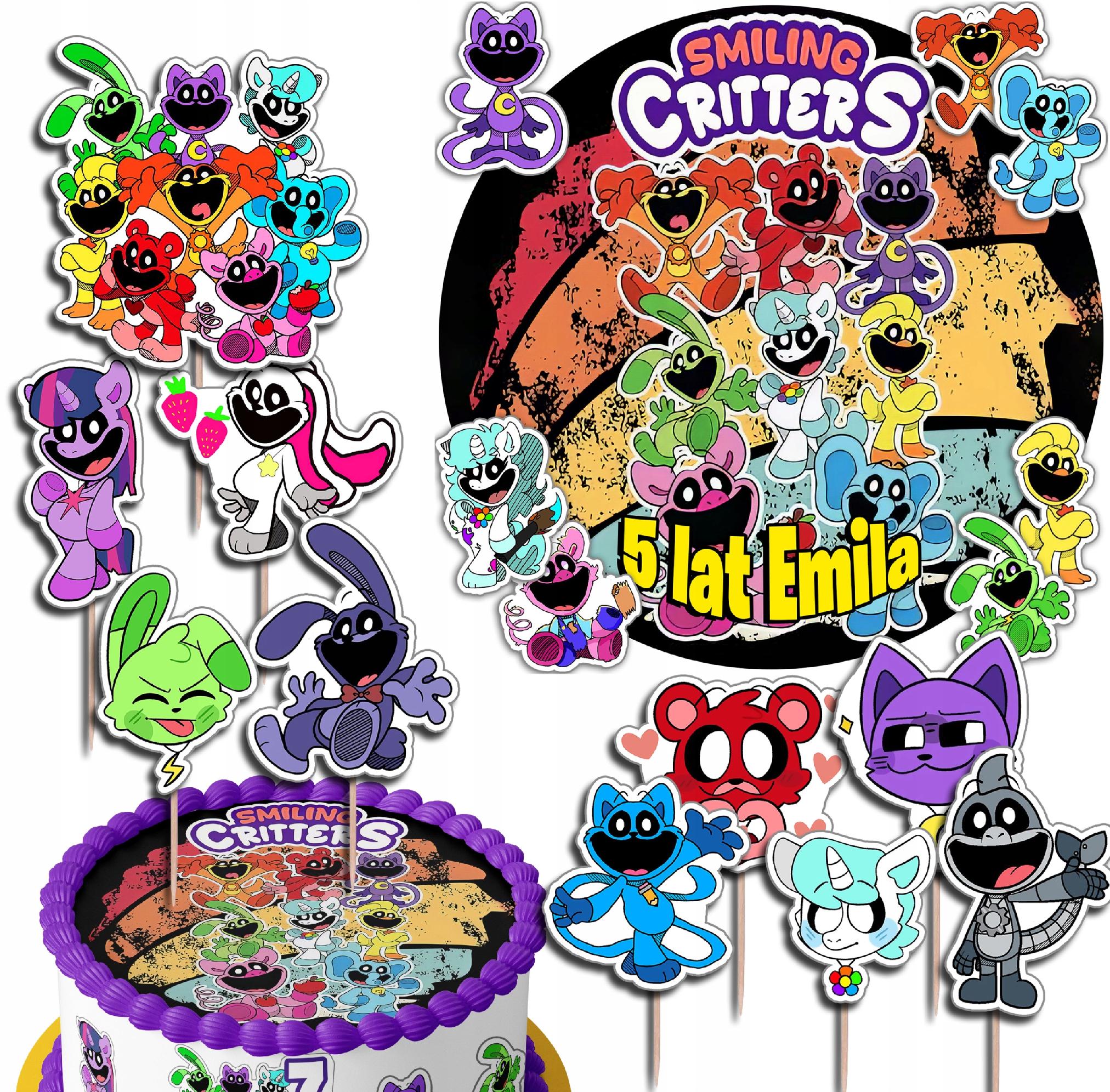 ZESTAW OPŁATEK NA TORT 20CM + TOPPERY - CATNAP SMILING CRI + IMIĘ 15CM 18CM