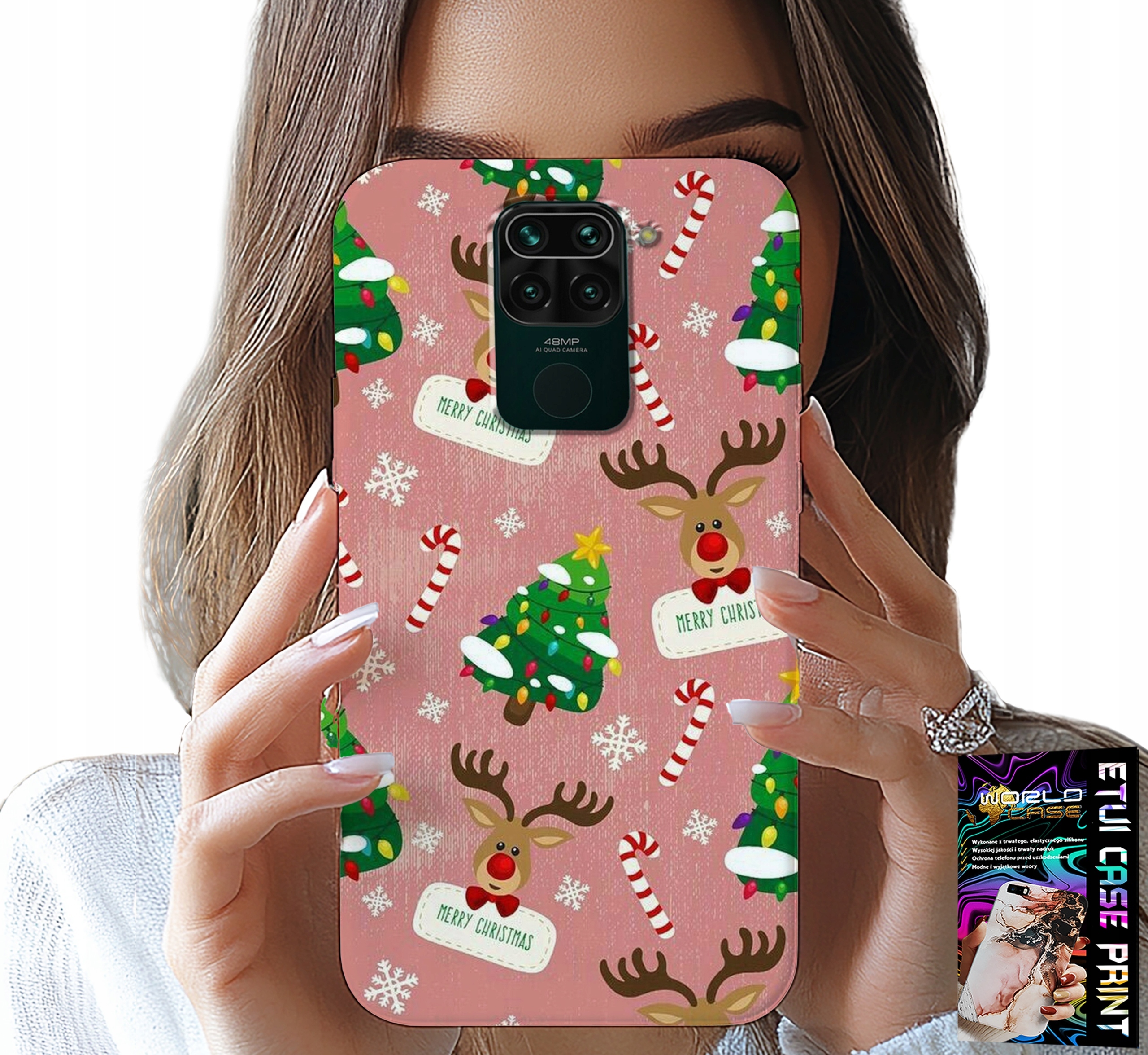 ETUI DO XIAOMI NOTE 9 - ŚWIĄTECZNE RENIFERY CHOINKI LASKA WZORY