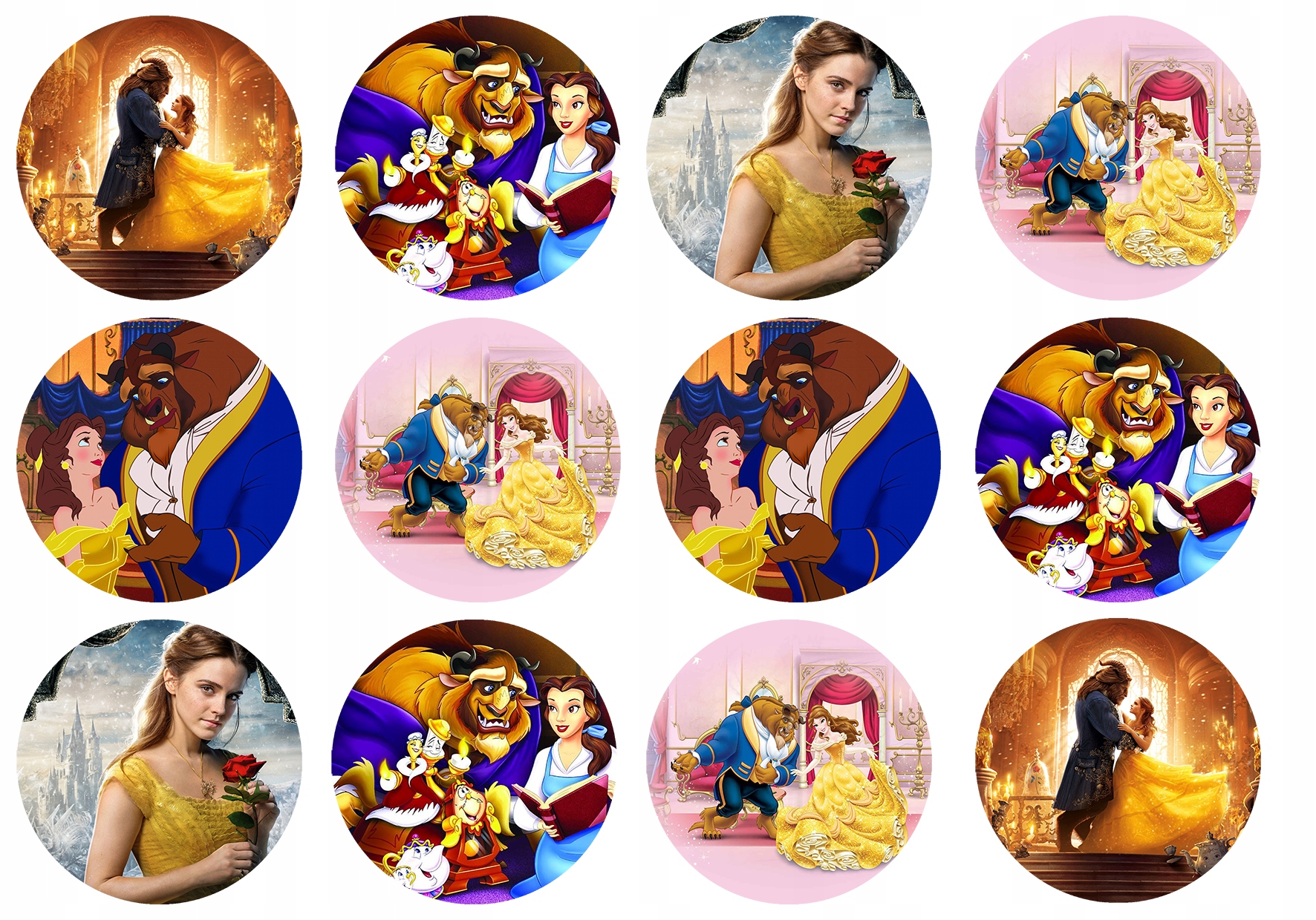 OPŁATEK na BABECZKI MUFFINKI zestaw na urodziny 12szt. - PIĘKNA I BESTIA