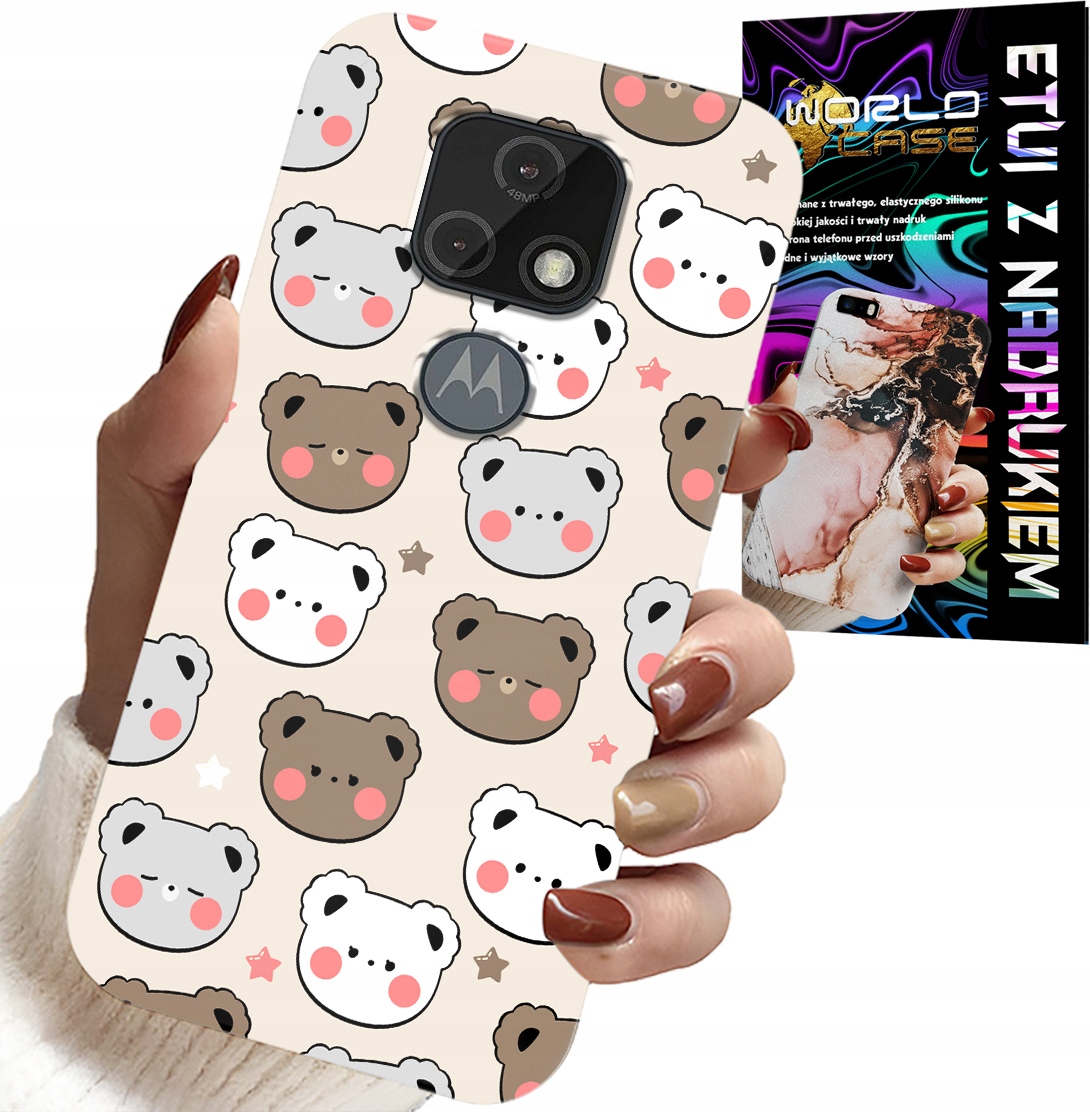 ETUI DO MOTOROLA MOTO E7 PLUS - MIŚ MISIE WZORY DLA NAJMŁODSZYCH + SZKŁO