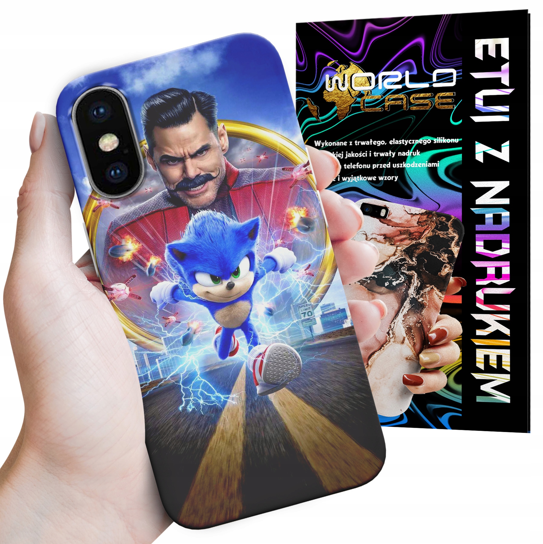 ETUI CASE DO IPHONE X XS - SONIC SONIK WZORY Z BAJEK MARIO PLECKI