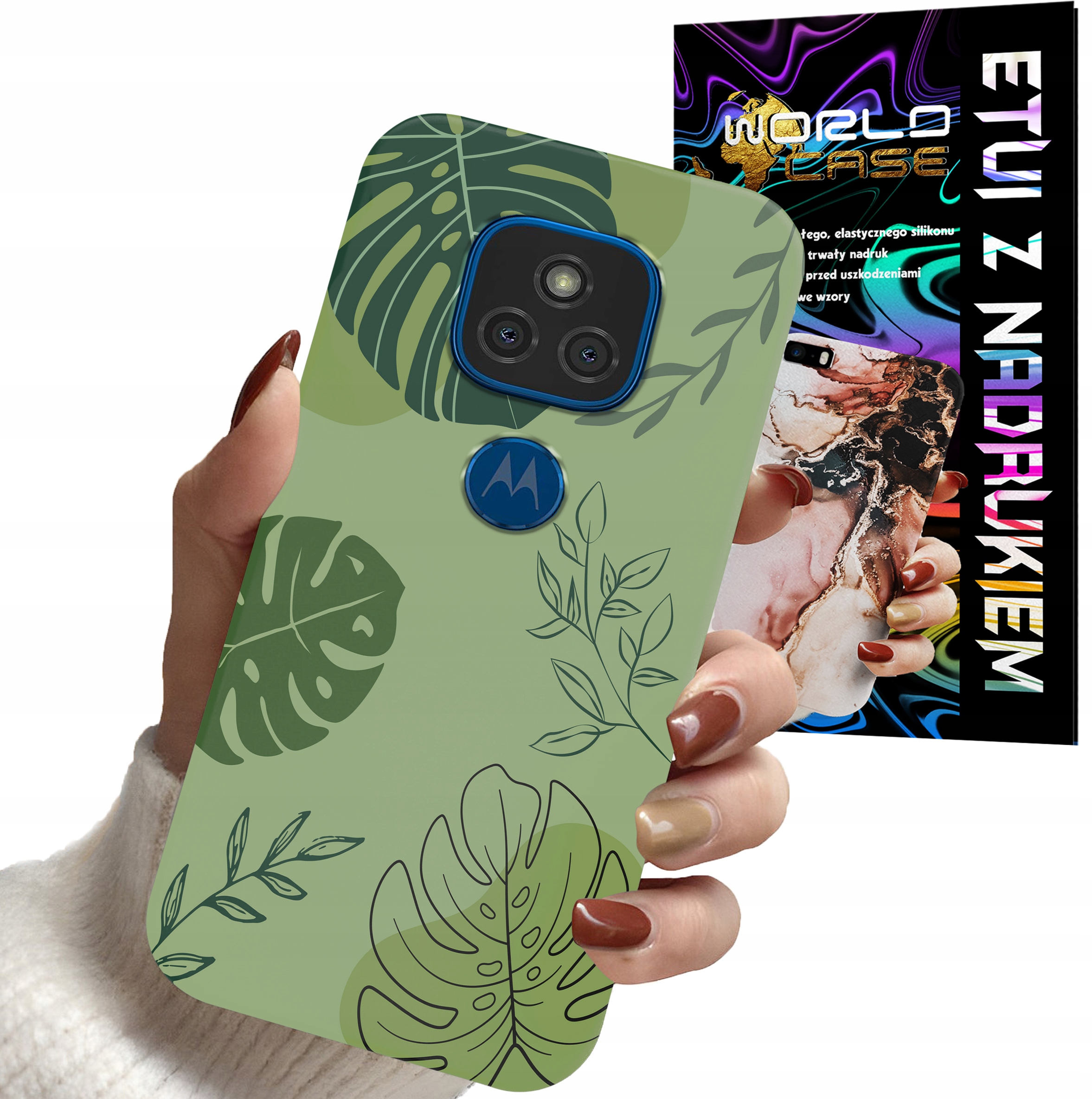 ETUI CASE DO MOTOROLA G9 Play G9 E7 PLUS - LIŚCIE WZORY KOBIET KWIATY RÓŻE