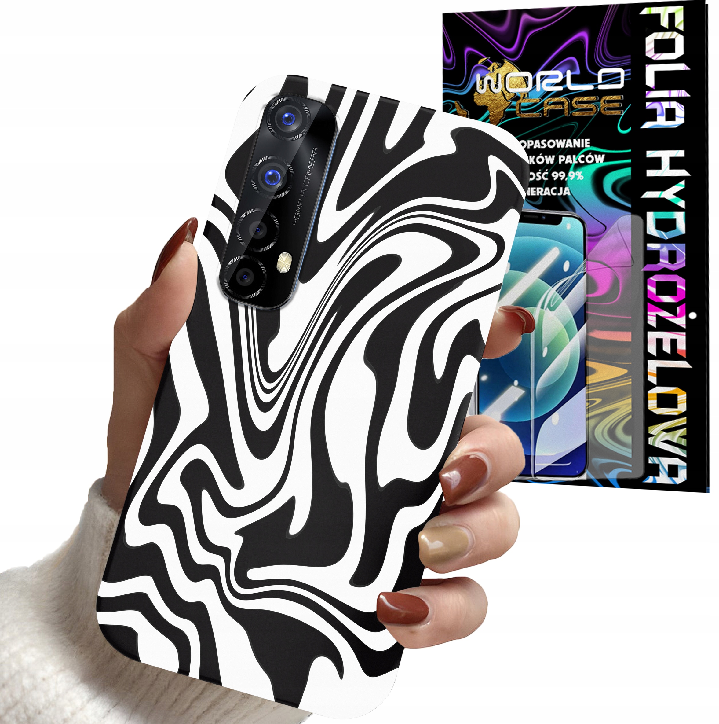 ETUI DO REALME 7 - ABSTRAKCJA ZEBRA MODNE WZORY KOBIET + FOLIA