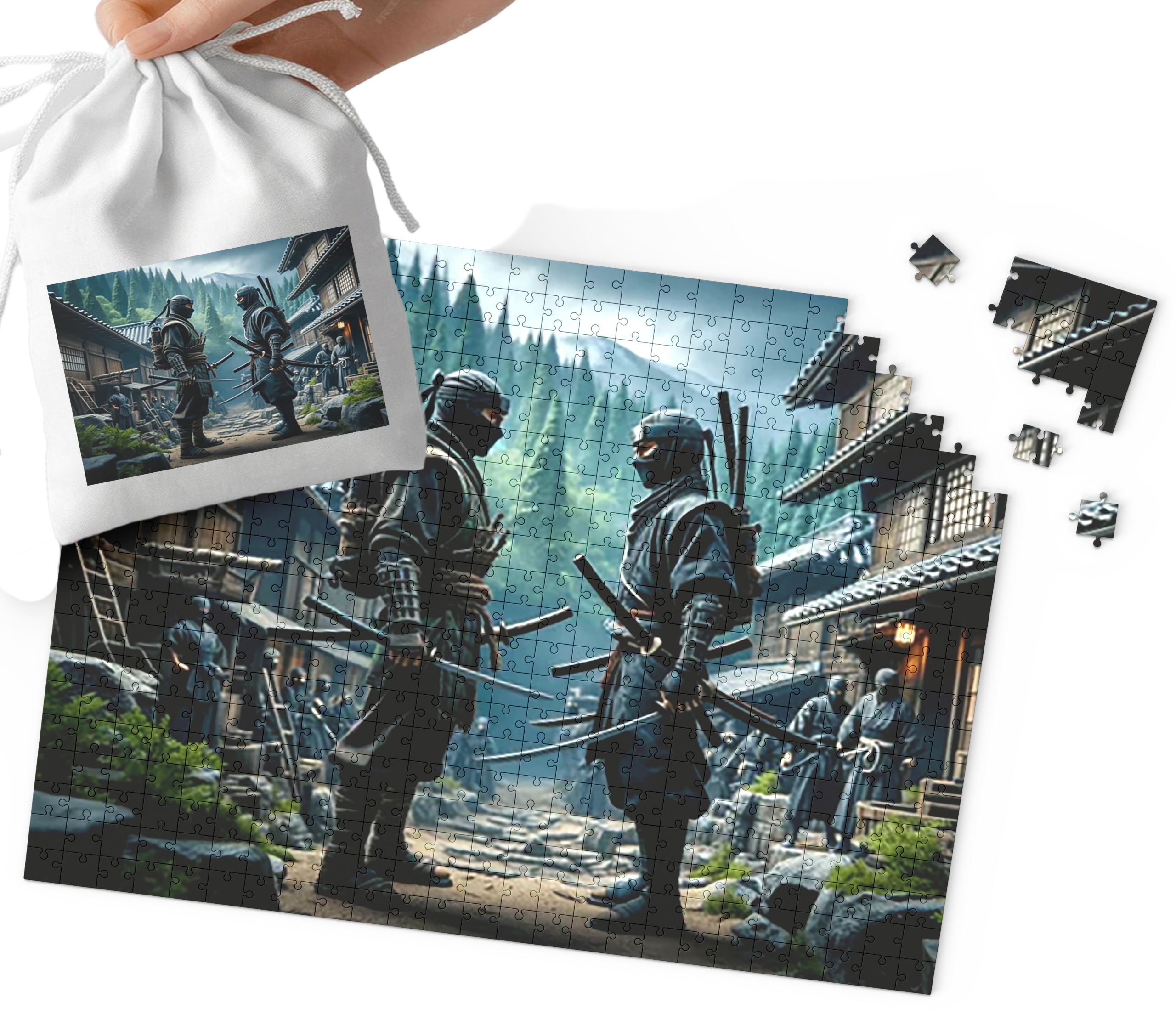 PUZZLE - NINJA WZORY Z BAJEK I GIER PREZENT DLA DZIECI 120el + WORECZEK