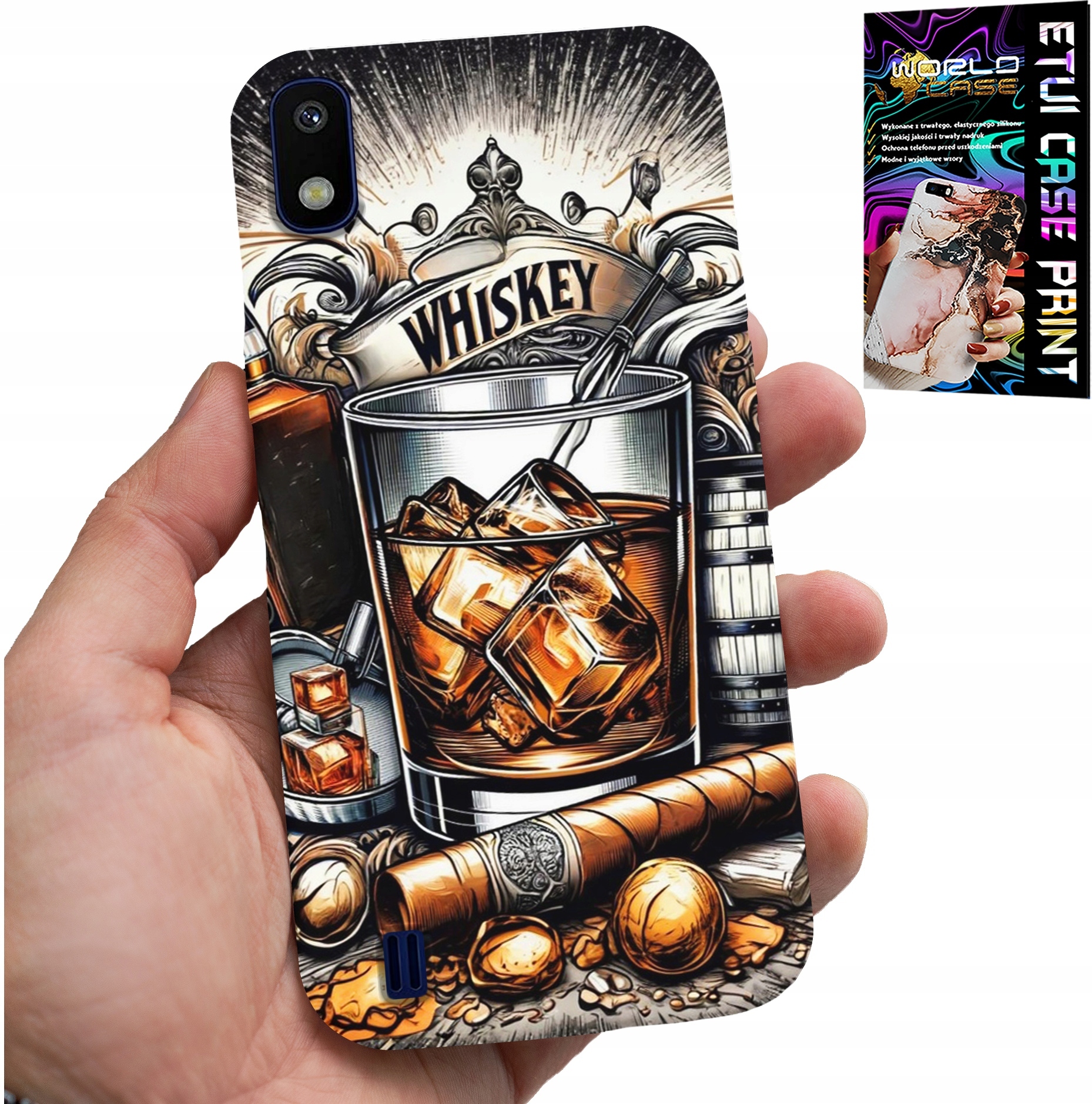 ETUI DO SAMSUNG A10 - WHISKY CYGARO WZORY DLA MĘŻCZYZN PLECKI