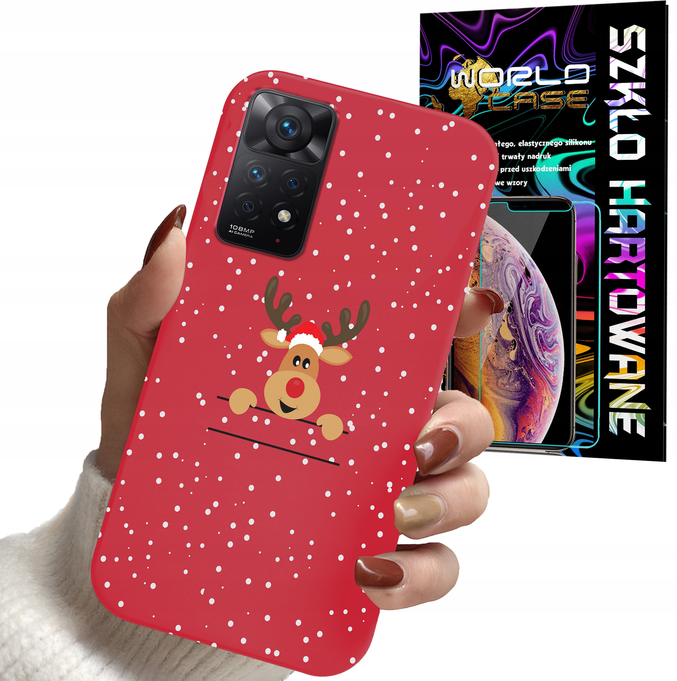 ETUI DO XIAOMI NOTE 11 PRO - ŚWIĄTECZNE WZORY RENIFER PLECKI + SZKŁO