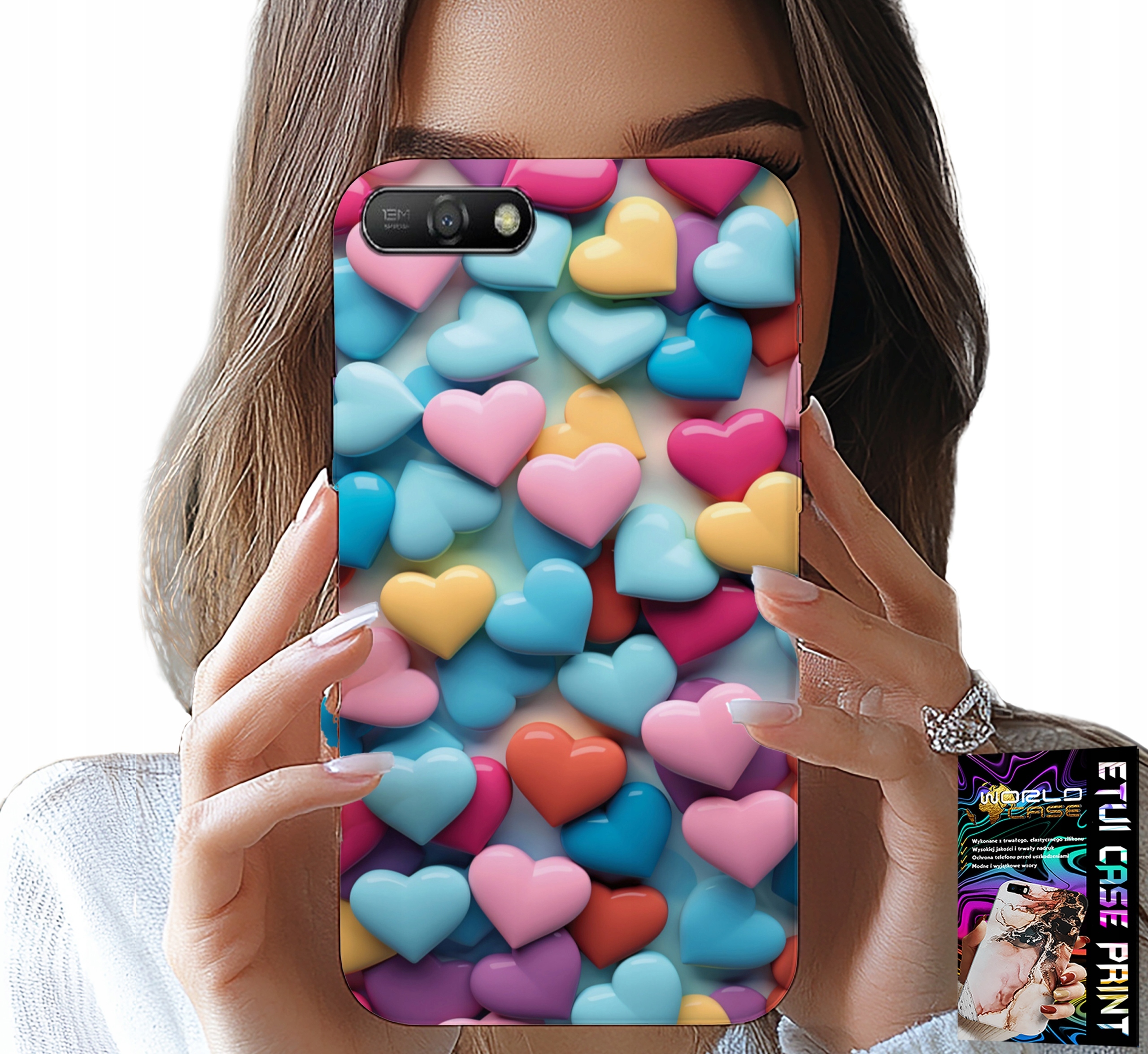 ETUI DO HUAWEI Y6 2018 - KOLOROWE SERCA MOŻLIWOŚĆ PERSONALIZACJI