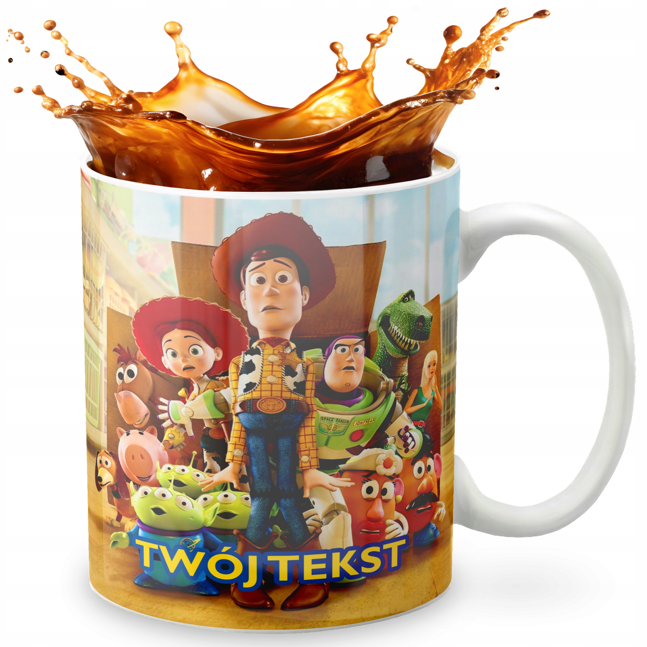 KUBEK 330ml GRAFIKA PREZENT ŚWIĘTA WZÓR - BAJKA TOY STORY + IMIĘ