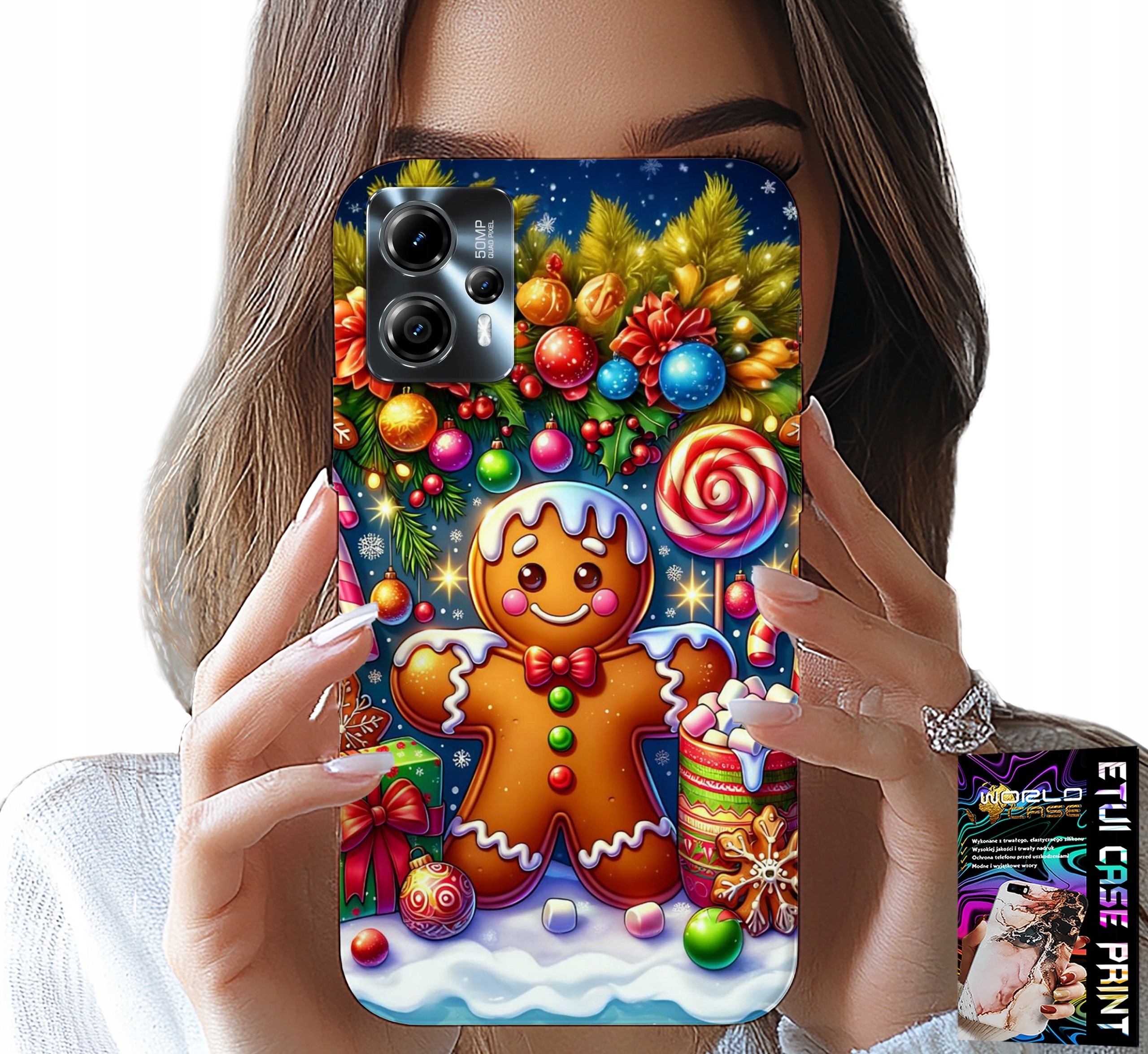 ETUI DO MOTOROLA G13 / G23 - PIERNIK, CUKIERKOWE WZORY ŚWIĘTA + FOLIA