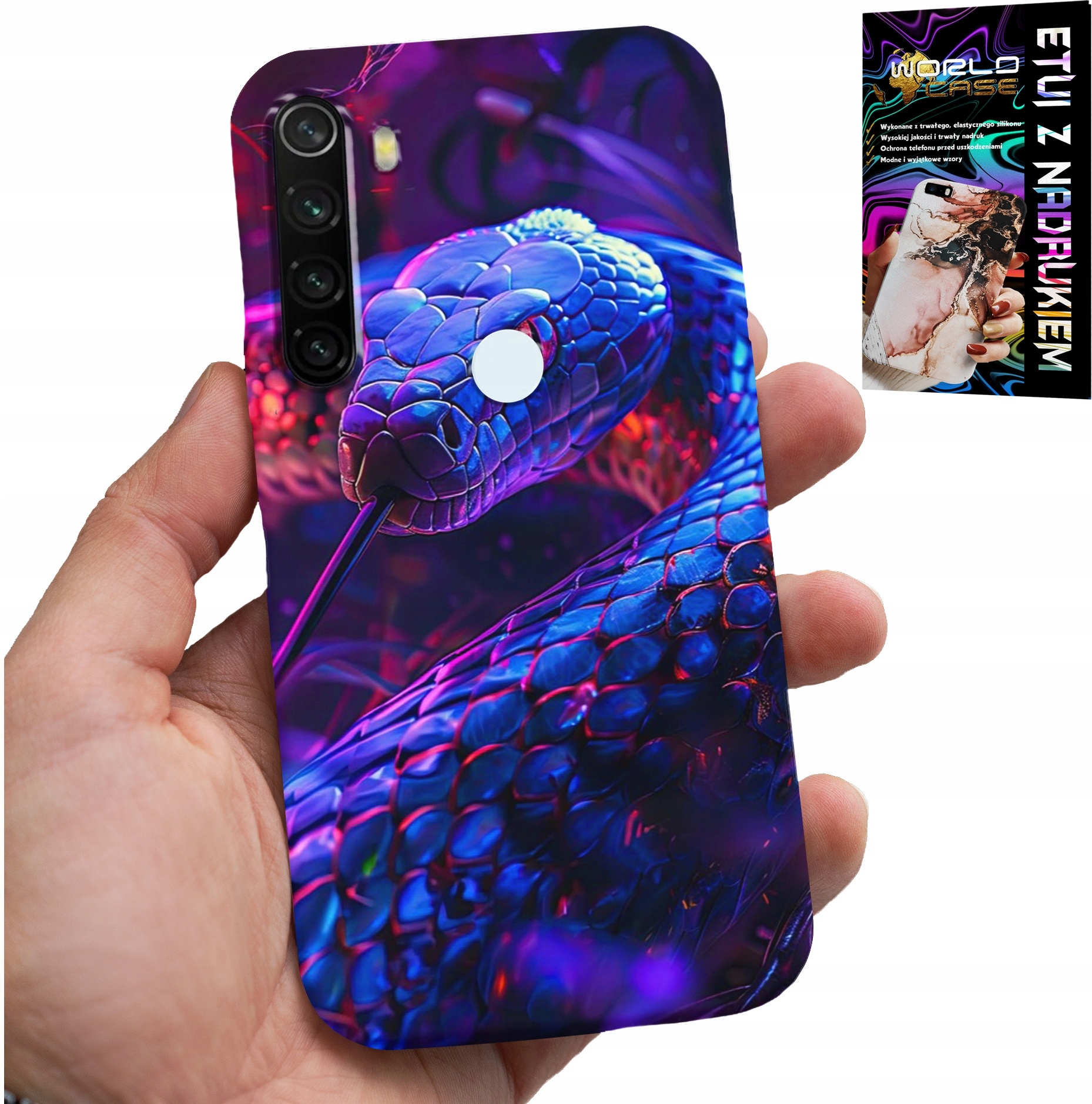 ETUI DO XIAOMI NOTE 8T - WĄŻ KOBRA GRZECHOTNIK GADY CASE + FOLIA