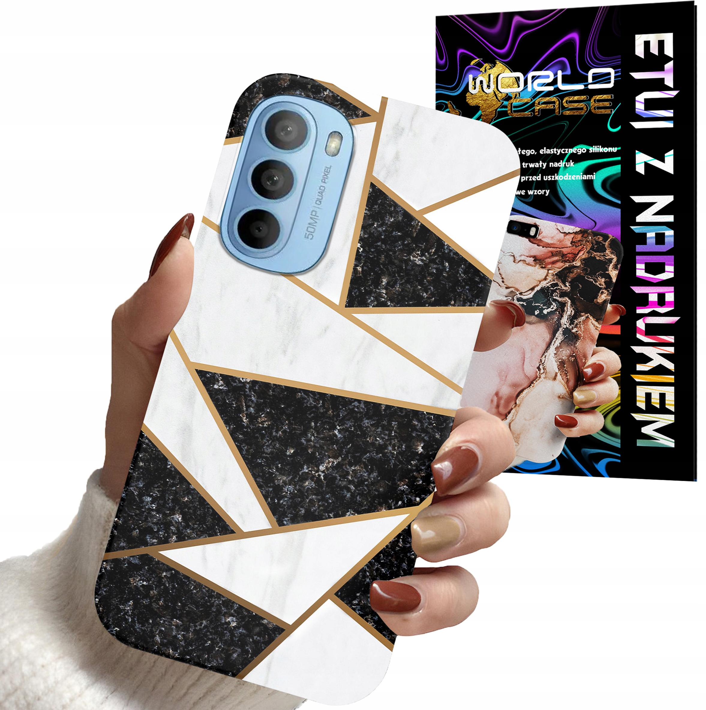 ETUI CASE DO MOTOROLA MOTO G31 4G / G41 4G - MARMUREK GEOMETRIA WZOR KOBIET
