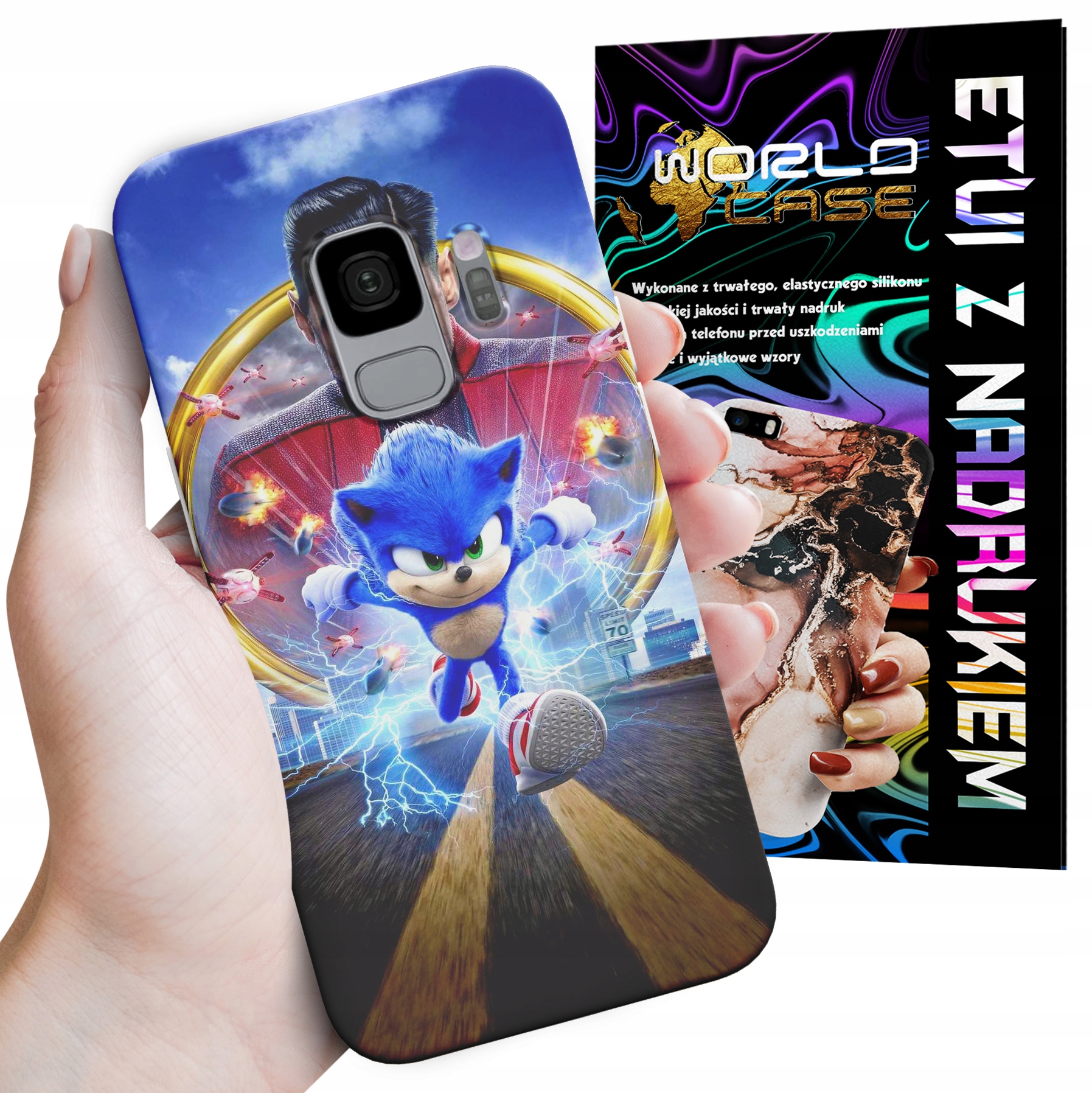 ETUI CASE DO SAMSUNG S9 - SONIC SONIK WZORY Z BAJEK MARIO PLECKI