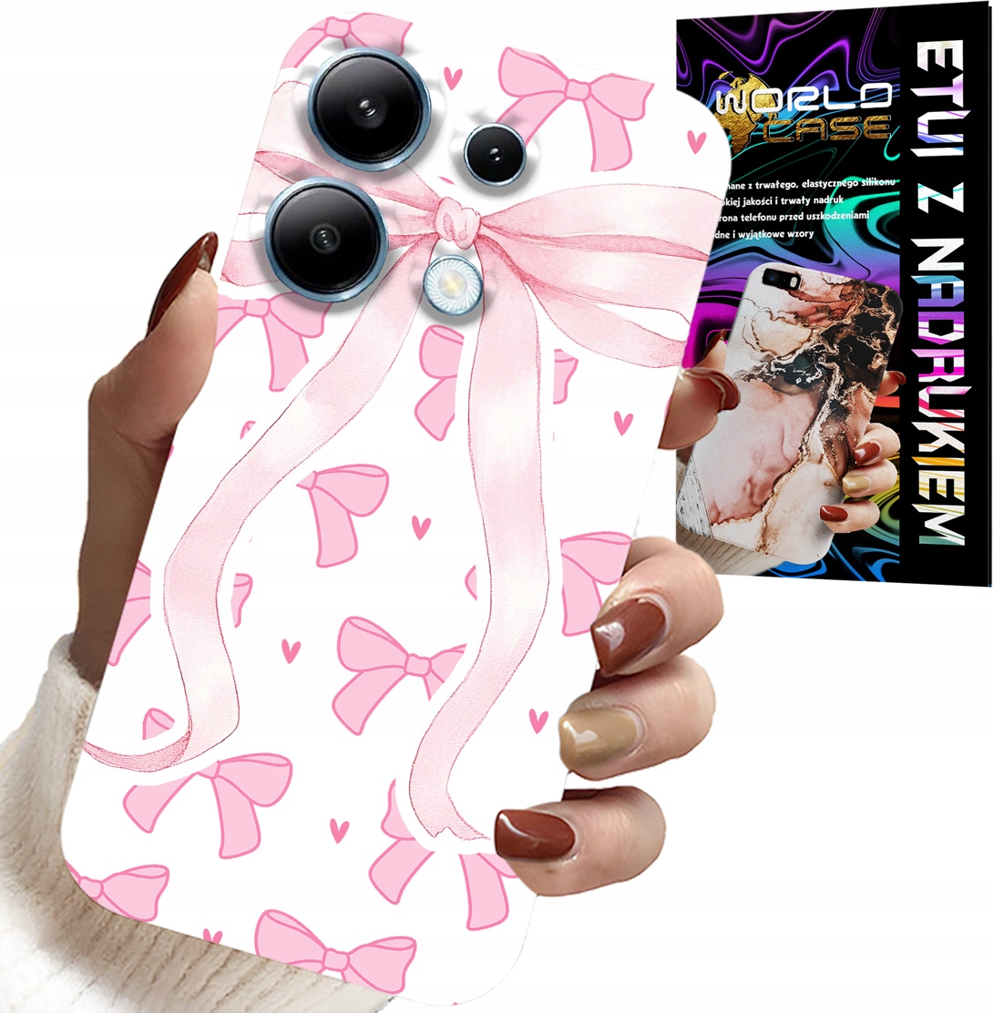 ETUI DO XIAOMI NOTE 13 PRO 4G - RÓŻOWE WSTAZKI WSTĄZKA MODNE WZORY CASE