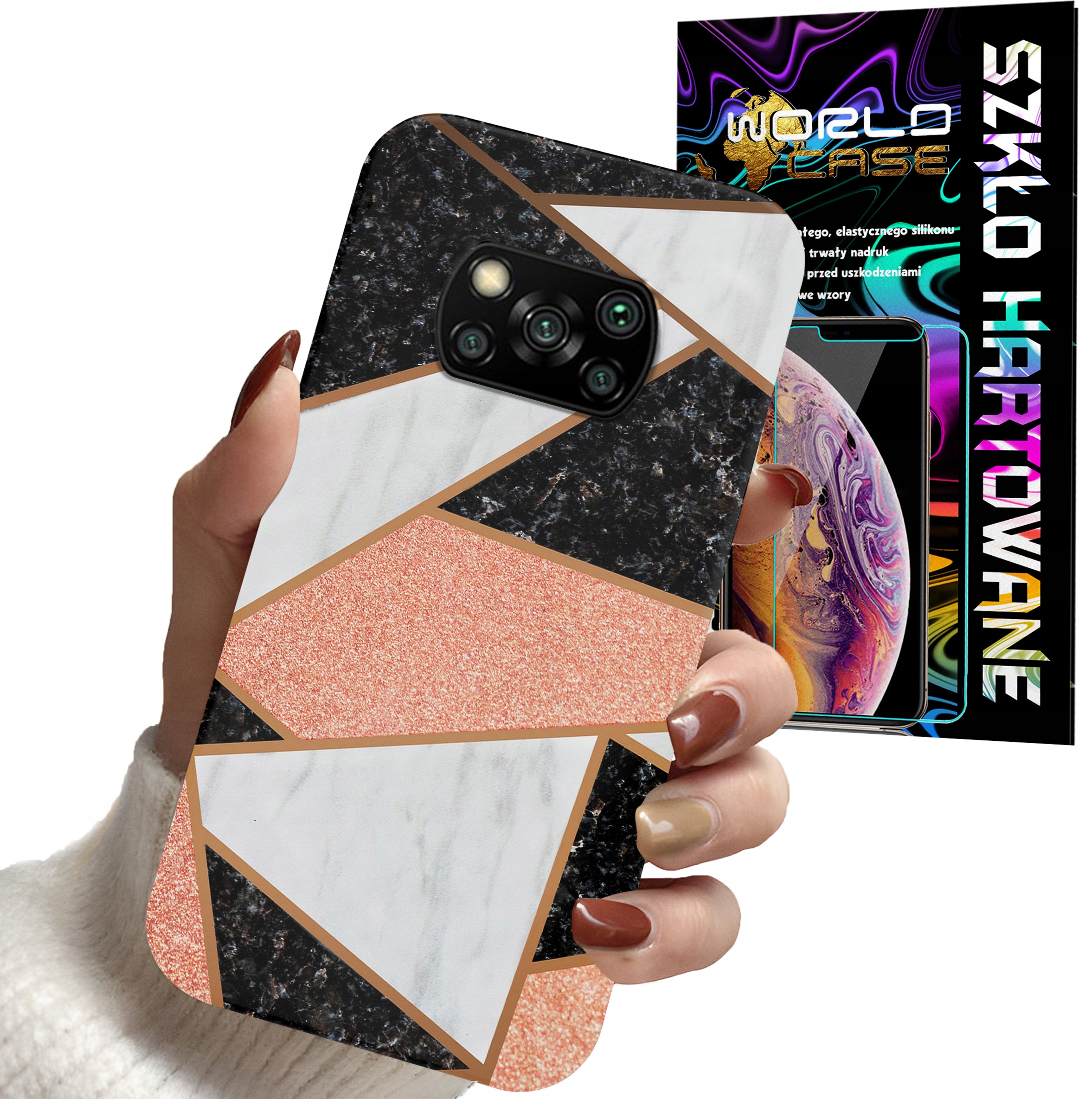 ETUI DO XIAOMI POCO X3 - GEOMETRYCZNE WZORY DLA KOBIET PLECKI + SZKŁO