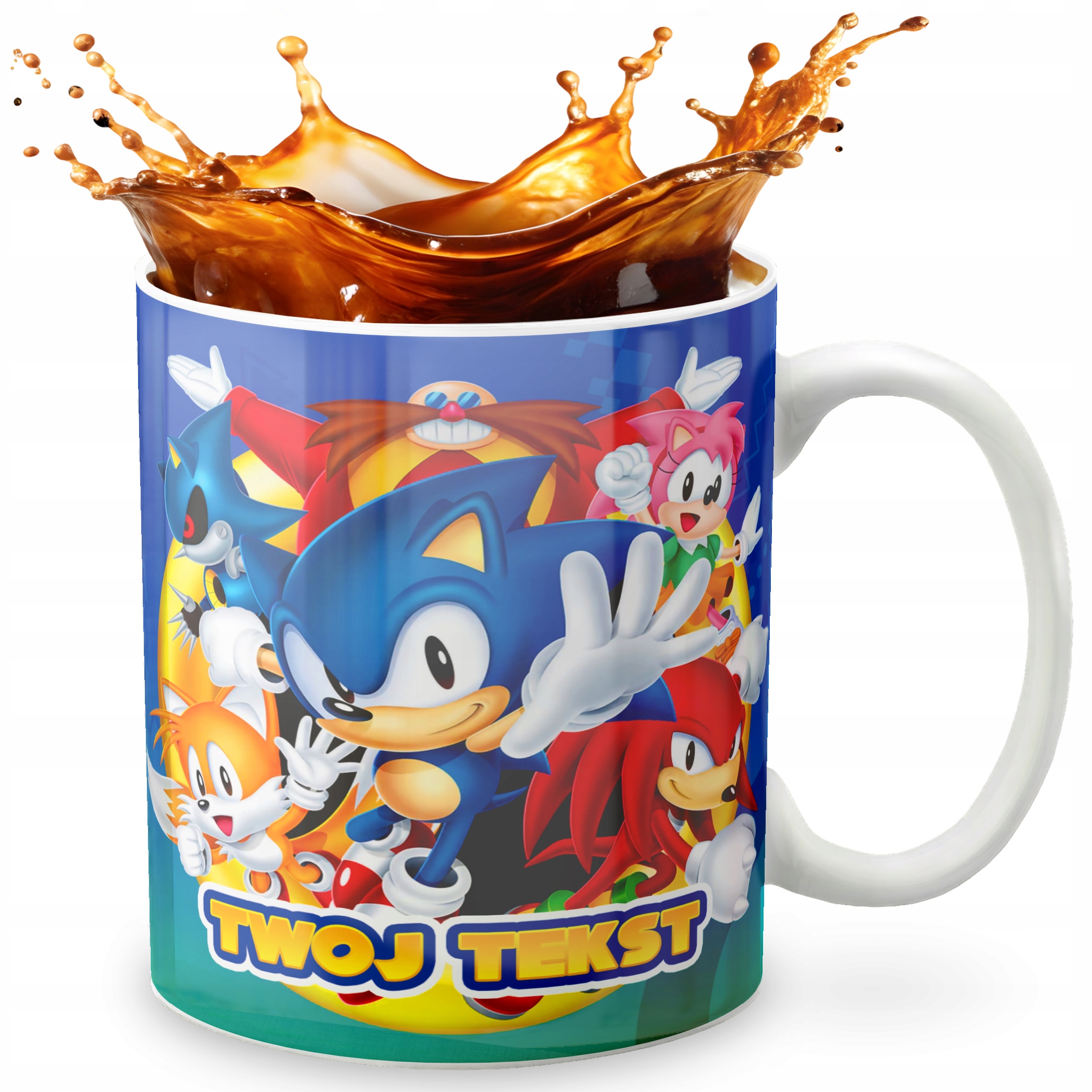 KUBEK 330ml GRAFIKA PREZENT ŚWIĘTA WZÓR - GRA SONIC + IMIĘ