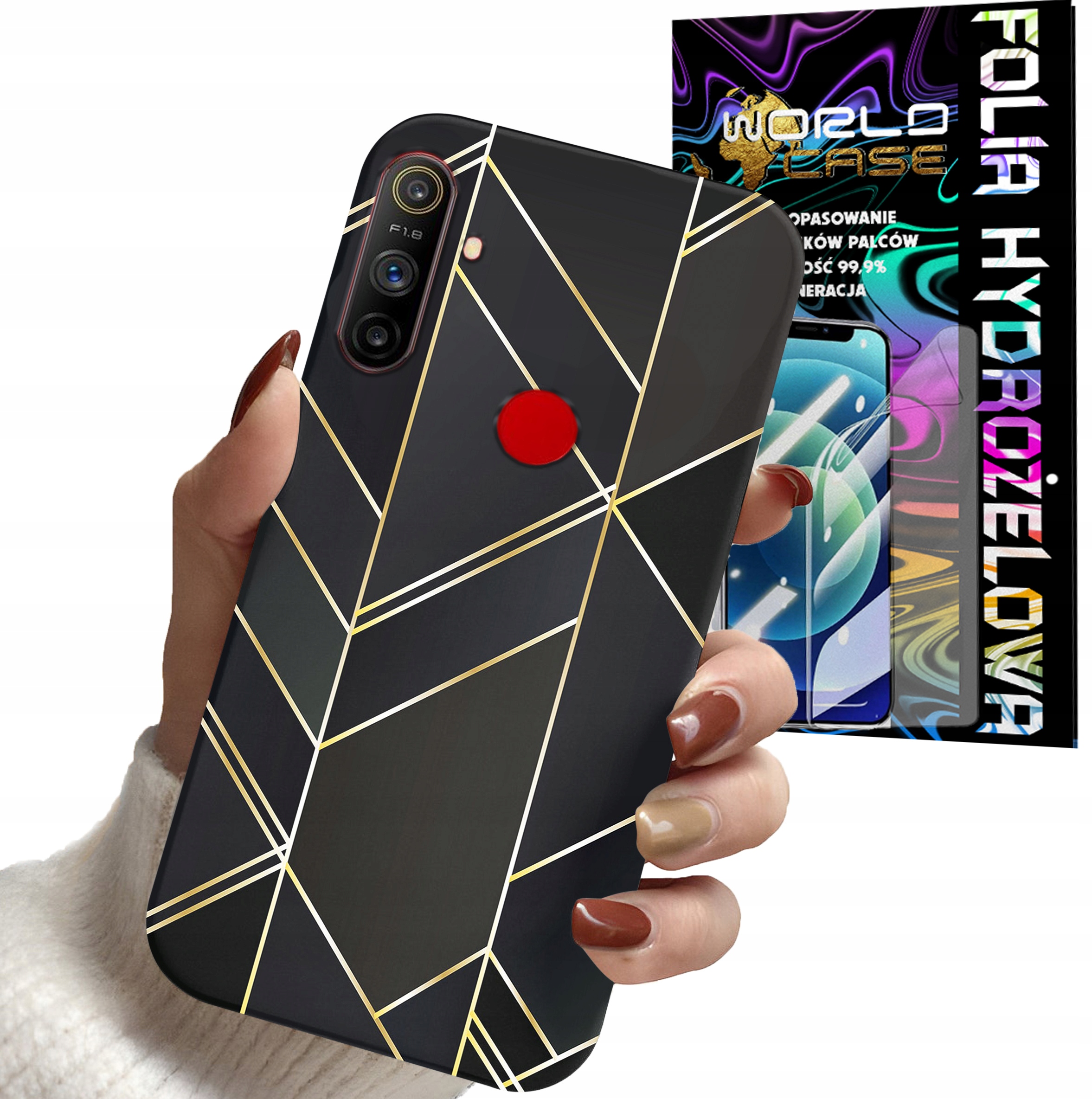 ETUI DO REALME C3 - MARMUREK GEOMETRYCZNE WZOR DLA KOBIET + FOLIA