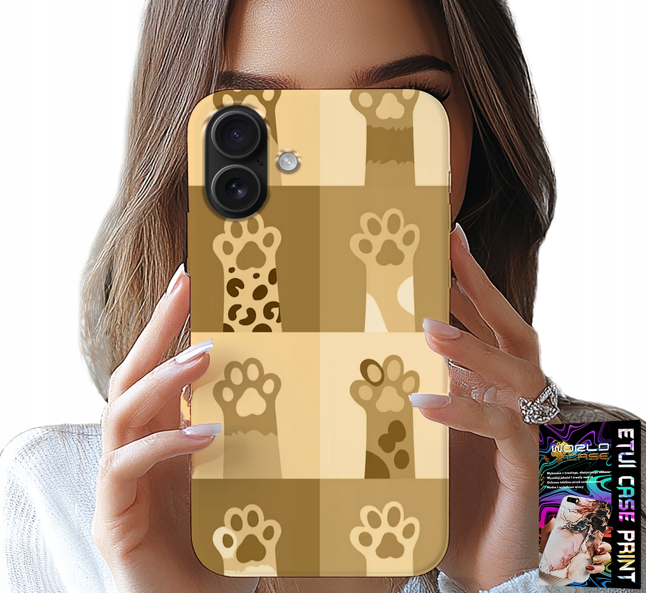 ETUI DO IPHONE 16 PLUS - LOVE CAT, WZORY Z KOTAMI, ŁAPKI KOTÓW
