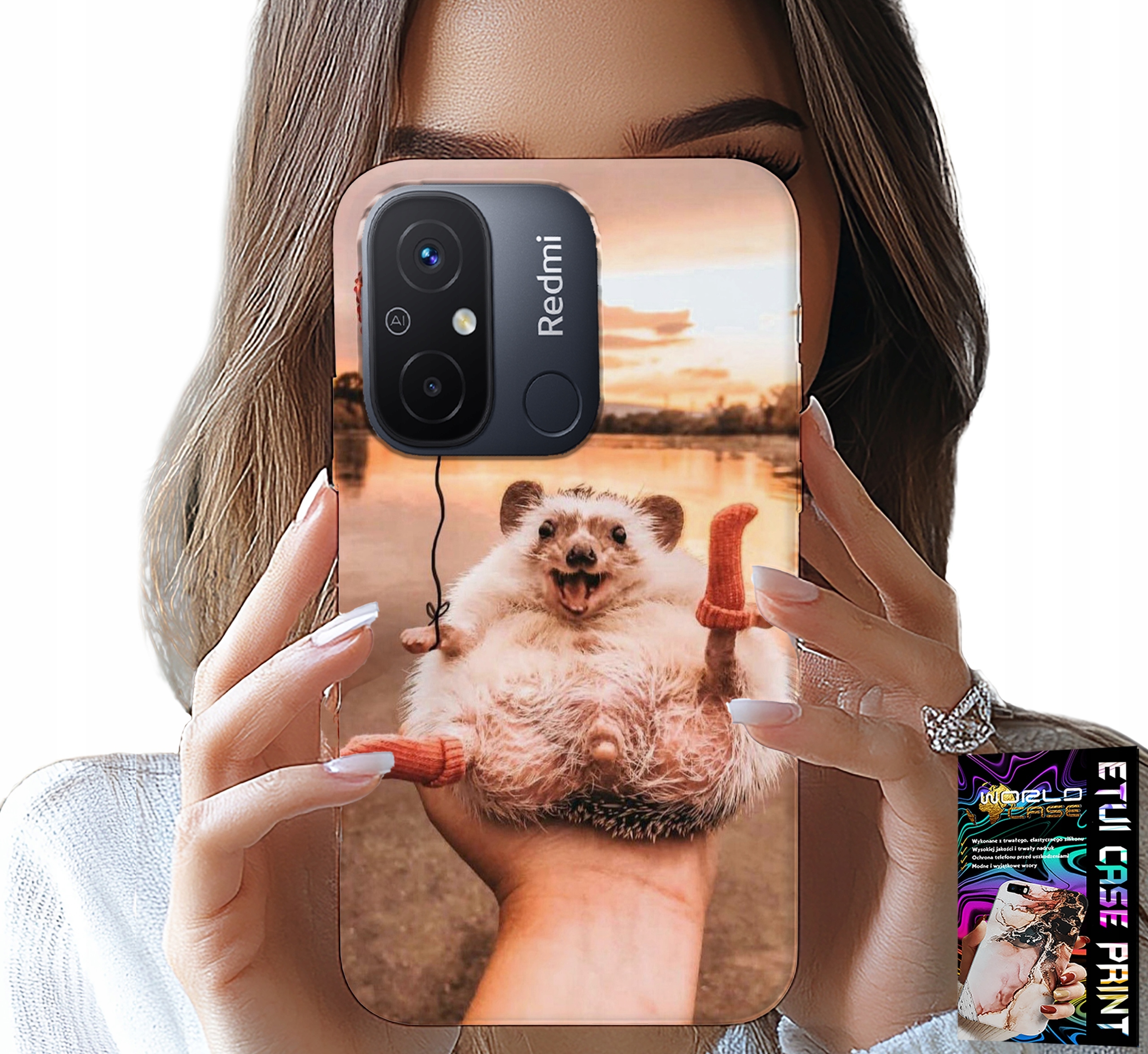 ETUI DO XIAOMI REDMI 12C - Z NADRUKIEM SŁODKI JEŻYK PIGMEJSKI, CASE