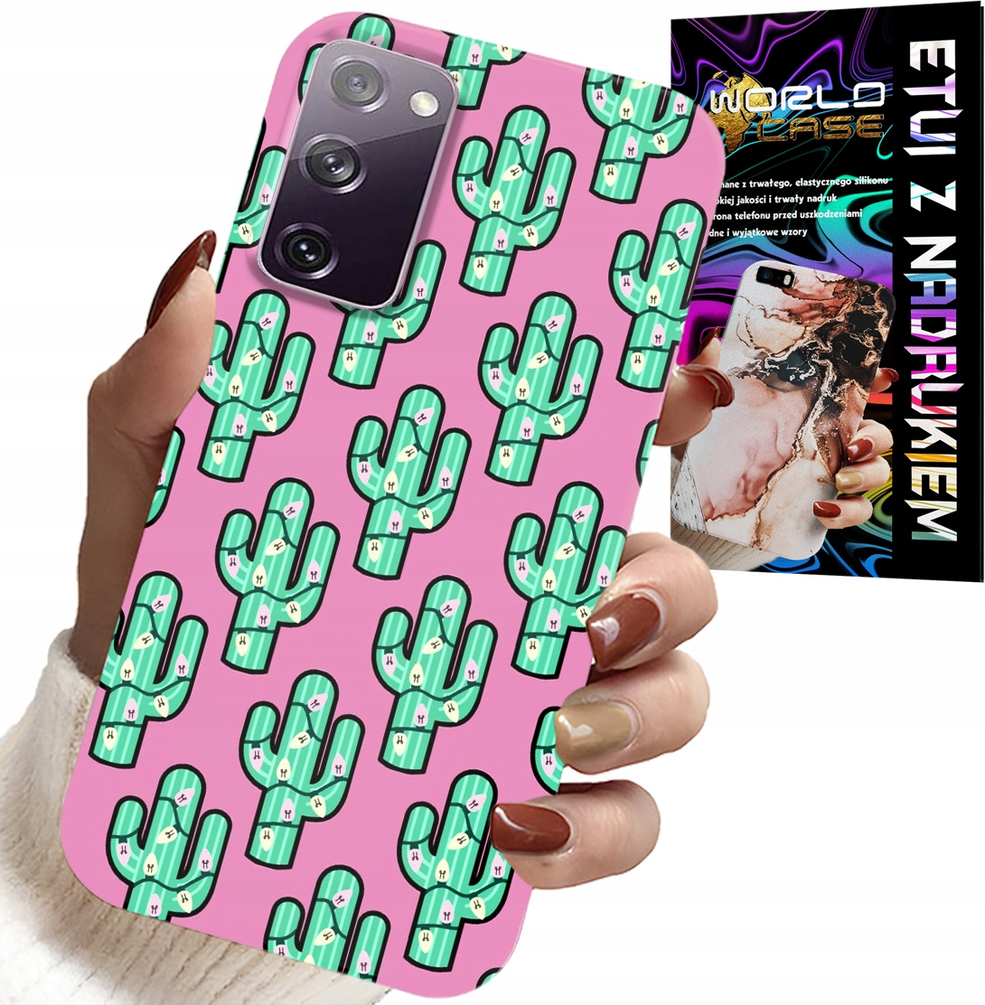 ETUI DO SAMSUNG GALAXY S20 FE - KAKTUSY, KAKTUS NA RÓŻOWYM TLE + FOLIA