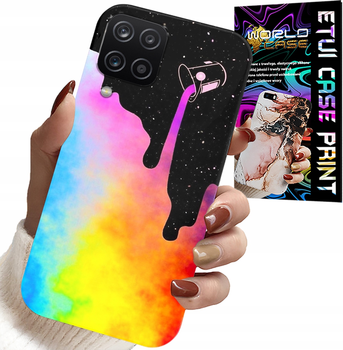 ETUI DO SAMSUNG A12 / M12 - TĘCZOWE KOLOROWE WZORY, FARBA + FOLIA
