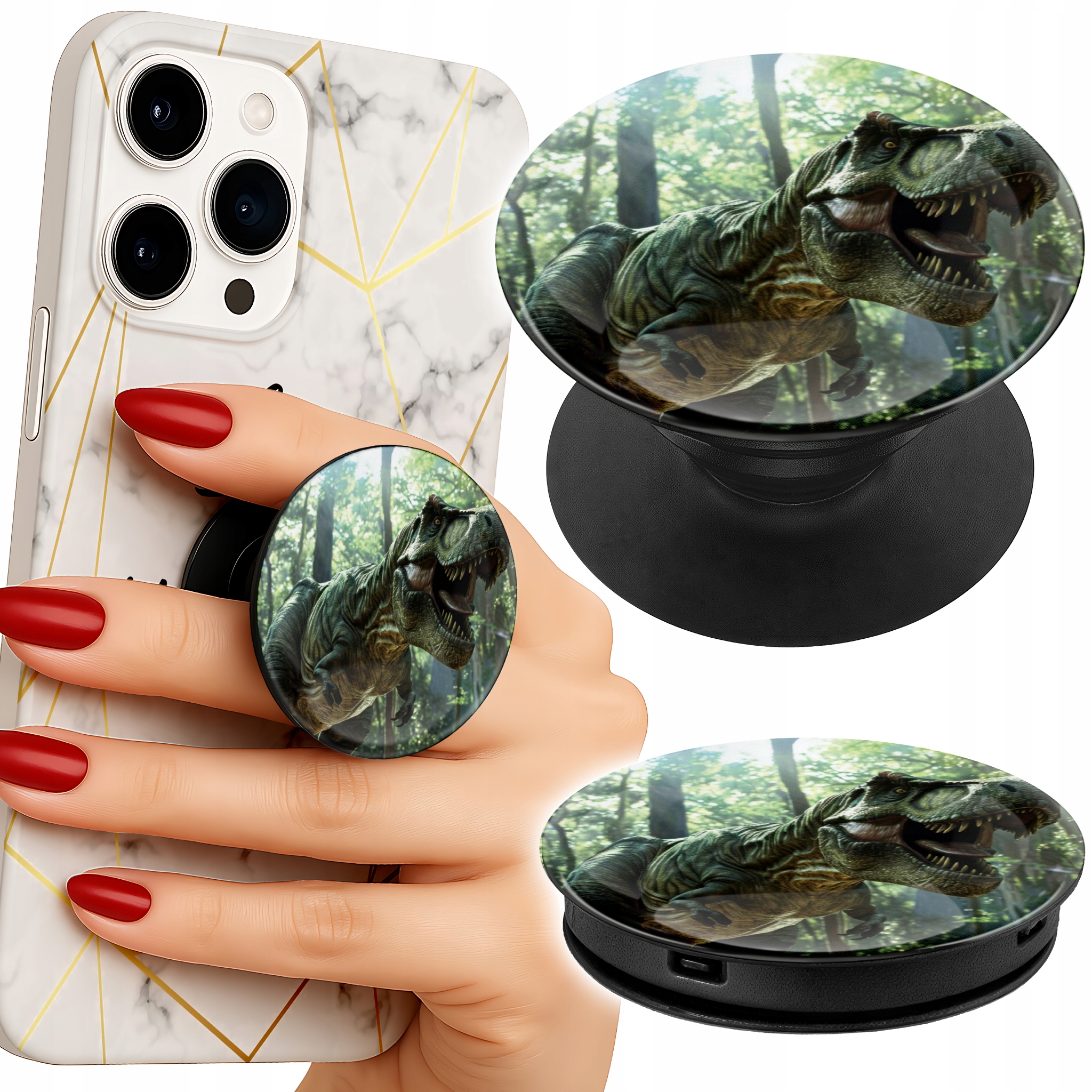 Uchwyt do telefonu Popsocket na palce/stojak DINO DINOZAUR TYRANOZAUR