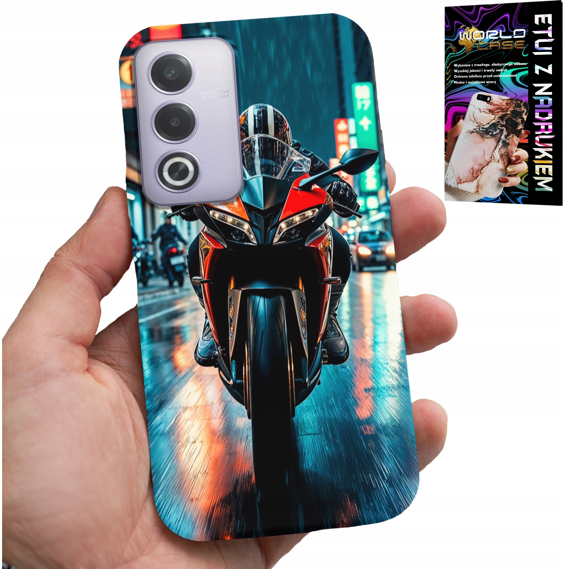 ETUI DO OPPO A80 5G - MOTOR, MOTOCYKLE JEDNOŚLAD WZORY + FOLIA