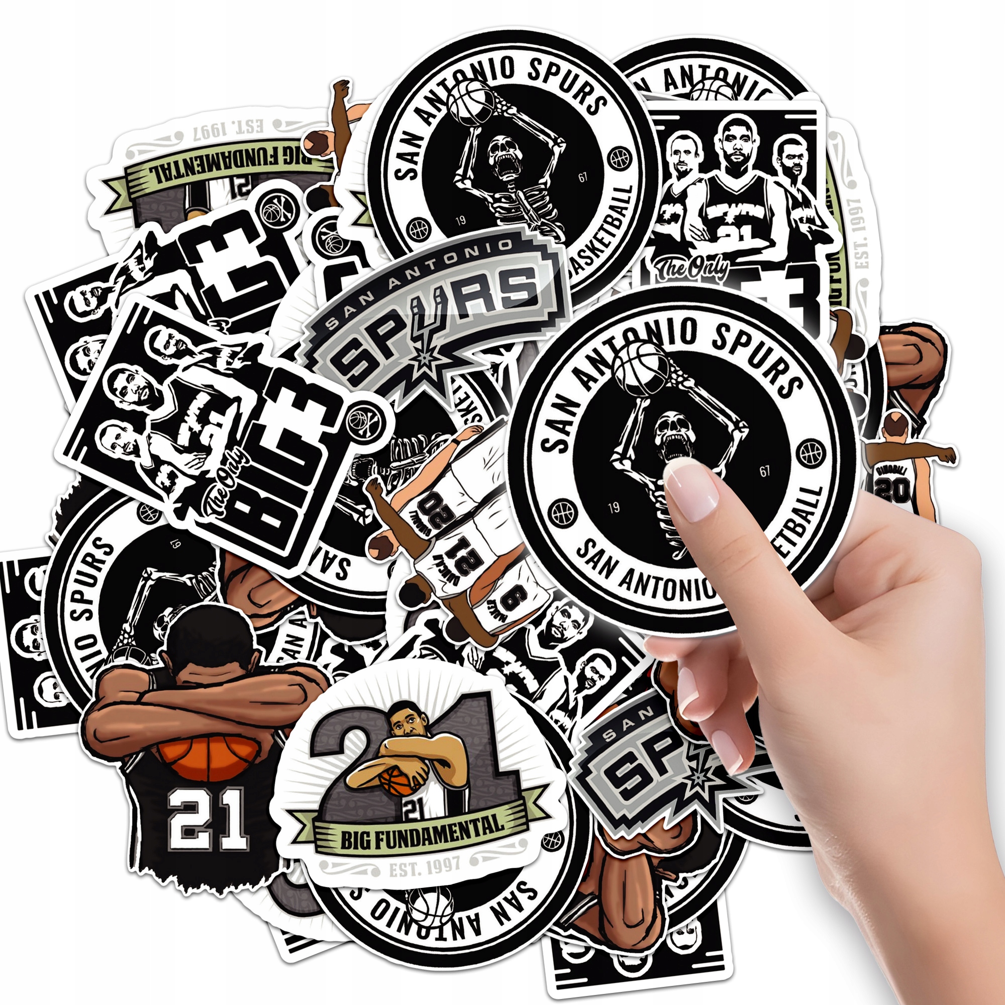 NAKLEJKI NA ZESZYT NALEPKA Z POSTACIAMI KOSZYKÓWKA SPURS WZORY 6 SZT