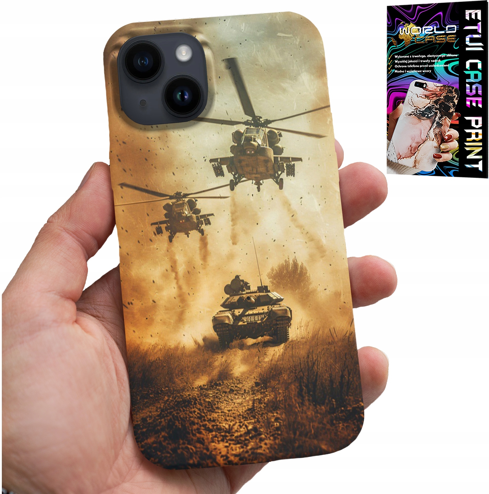 ETUI DO IPHONE 15 - HELIKOPTER WOJSKOWY CZOŁG MILITARIA CASE