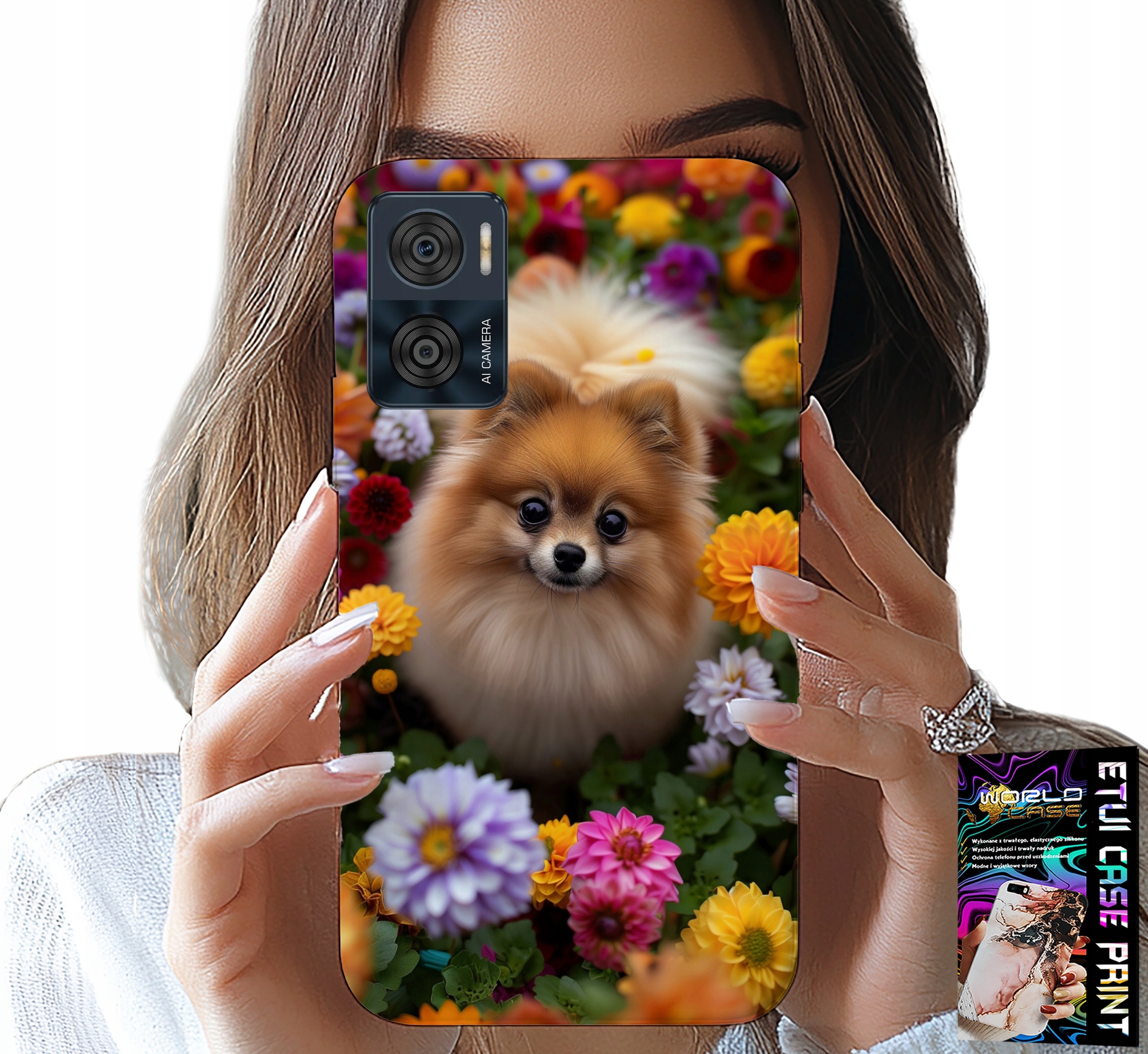 ETUI DO MOTOROLA MOTO E22 / E22I - SŁODKI PIESEK, POMERANIAN CASE + SZKŁO