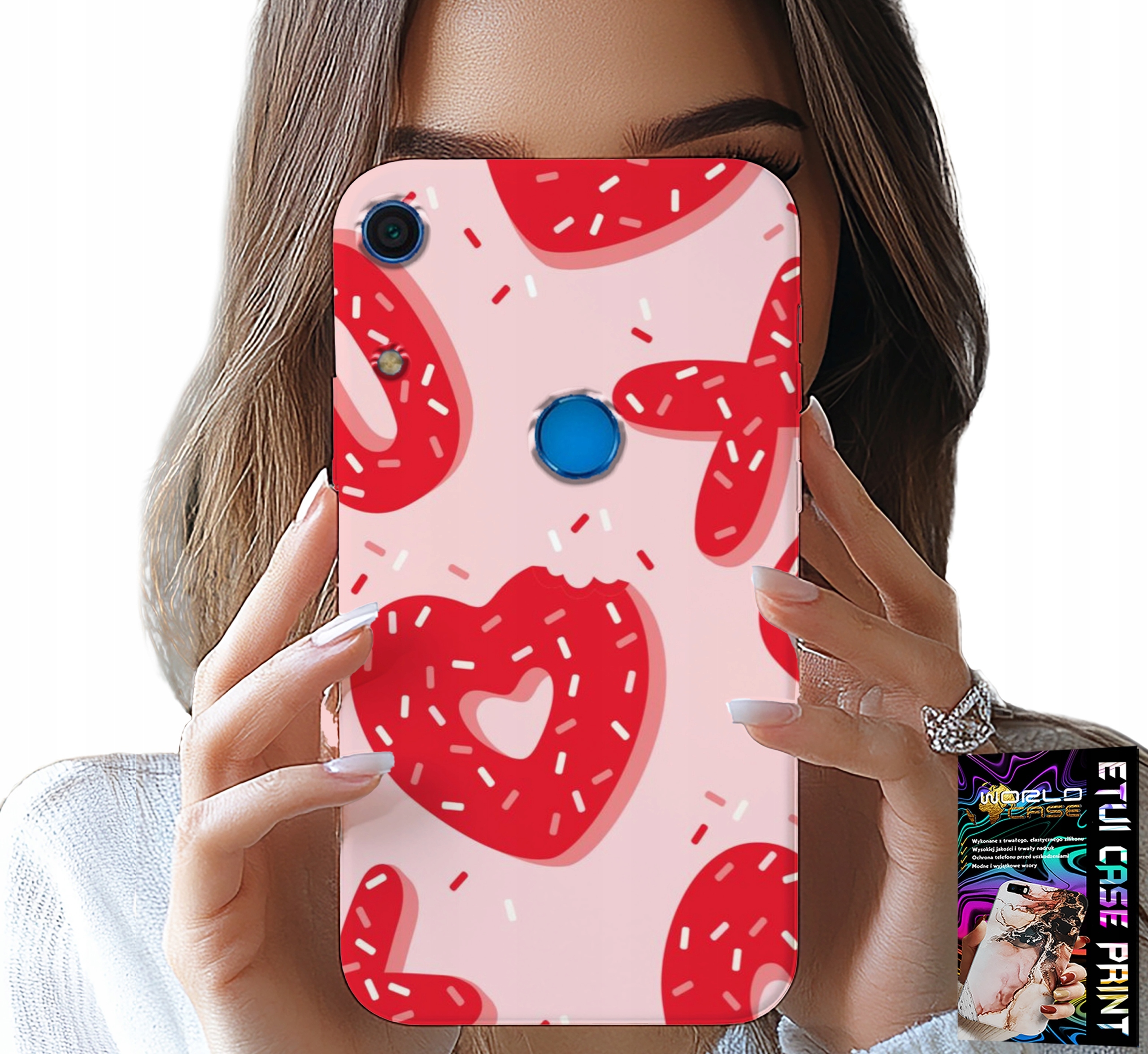 ETUI DO HUAWEI Y6S - KOBIECE, MODNE WZORY XOXO SERCE + SZKŁO