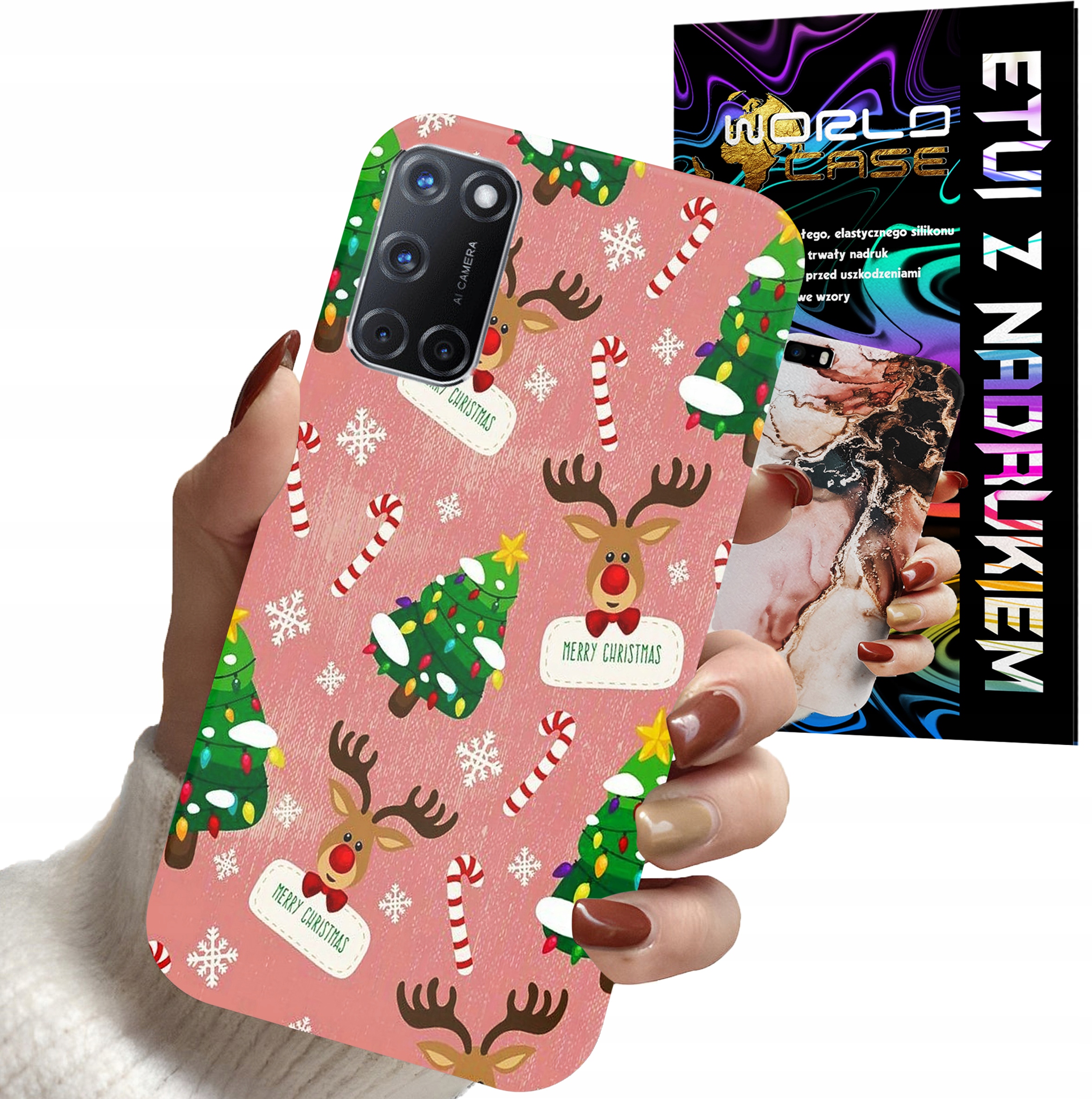 ETUI CASE DO OPPO A52 - ŚWIĄTECZNE WZORY NA ŚWIĘTA RENIFER CHOINKA