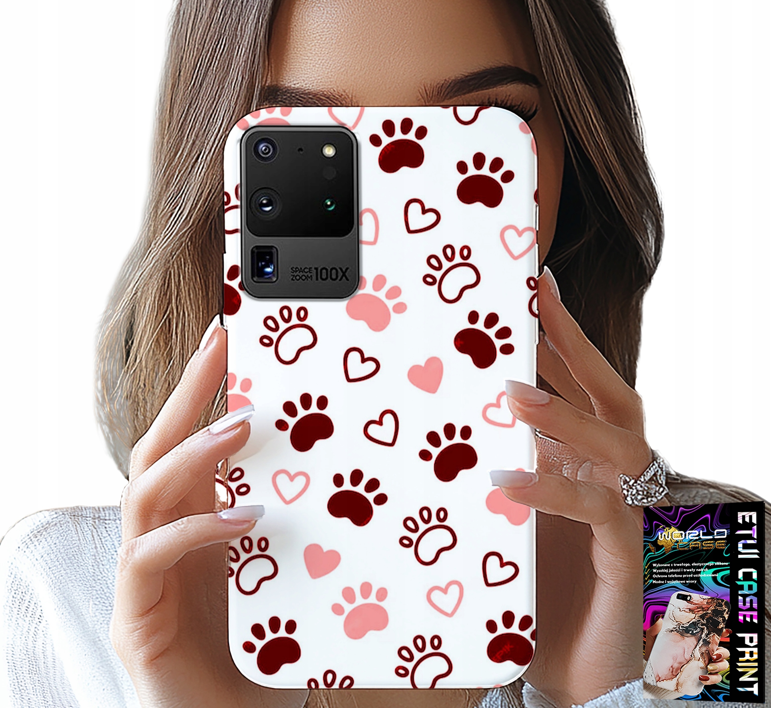 ETUI DO SAMSUNG GALAXY S20 Ultra - PSIE ŁAPKI NA BIAŁYM TLE, PIES, KOT, MIŚ