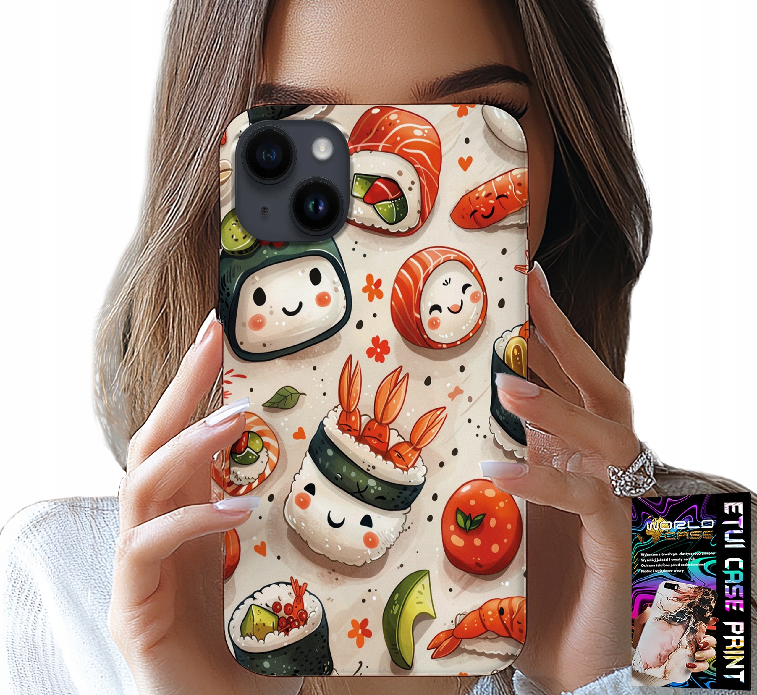 ETUI DO IPHONE 14 - SŁODKIE UŚMIECHNIĘTE SUSHI OBUDOWA CASE