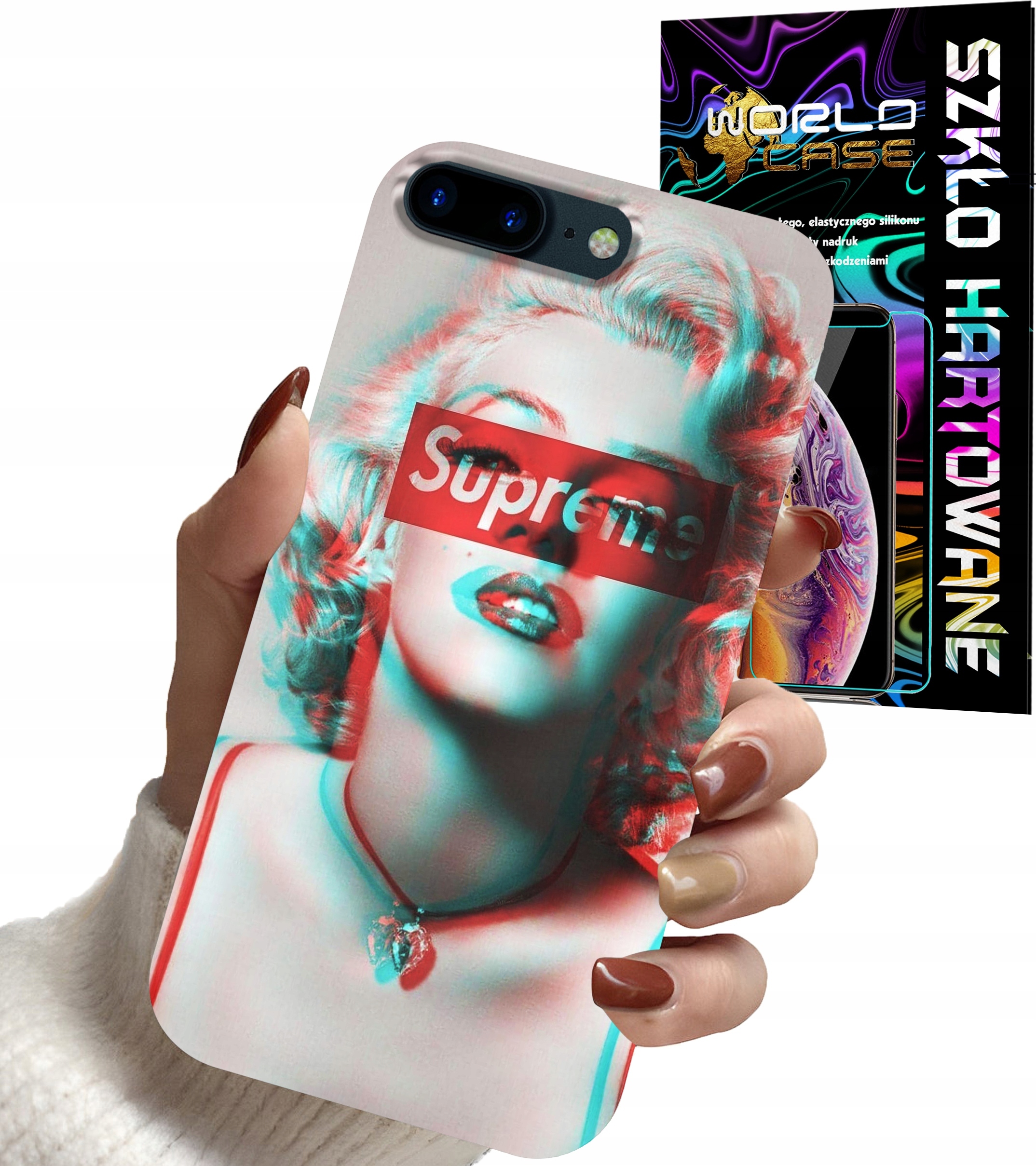 ETUI DO IPHONE 7+ 8+ plus - Monroe MODNE KOBIECE WZORY + SZKŁO
