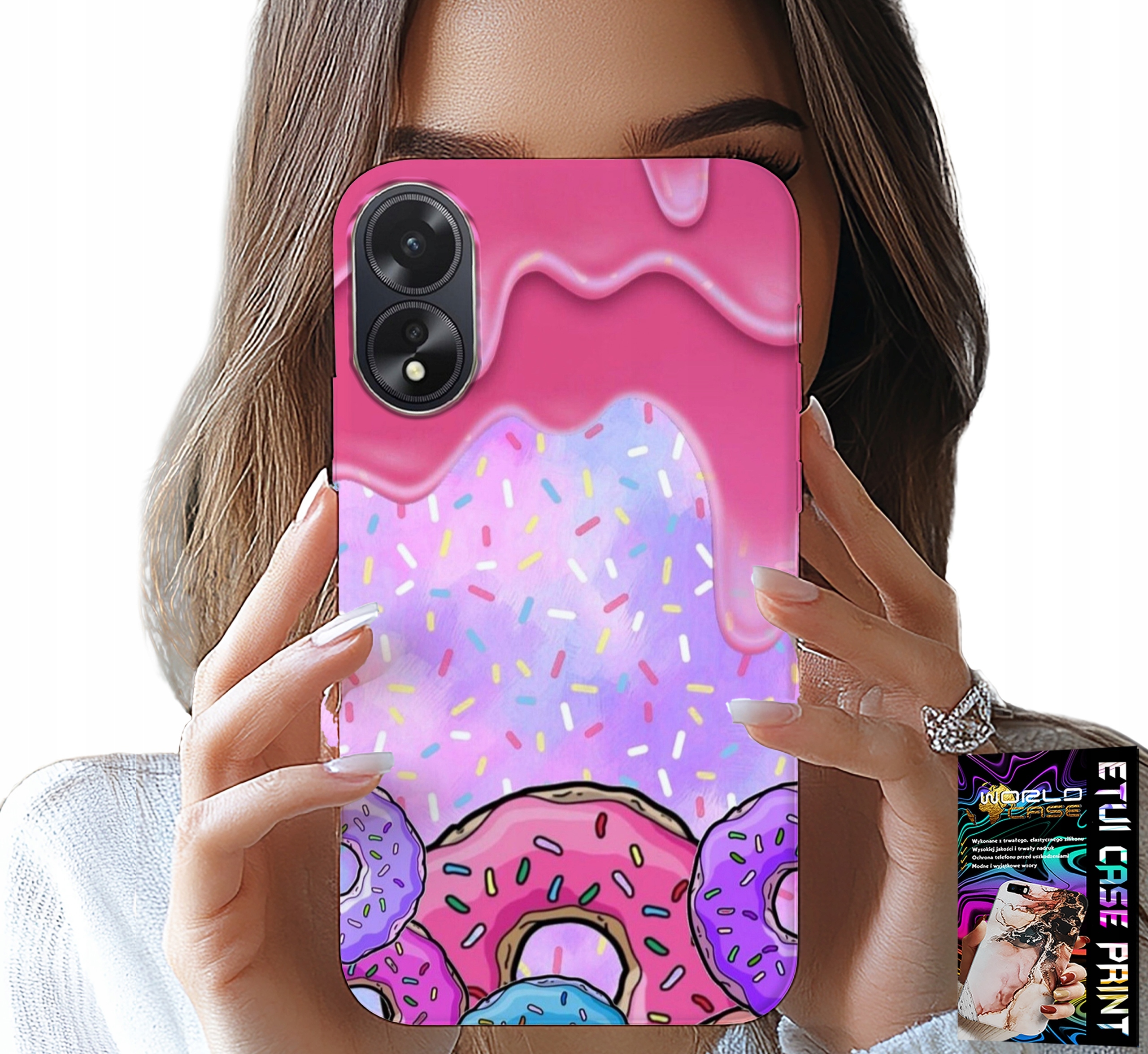 ETUI DO OPPO A78 4G - SŁODKIE DONUTY Z LUKREM W TLE + SZKŁO