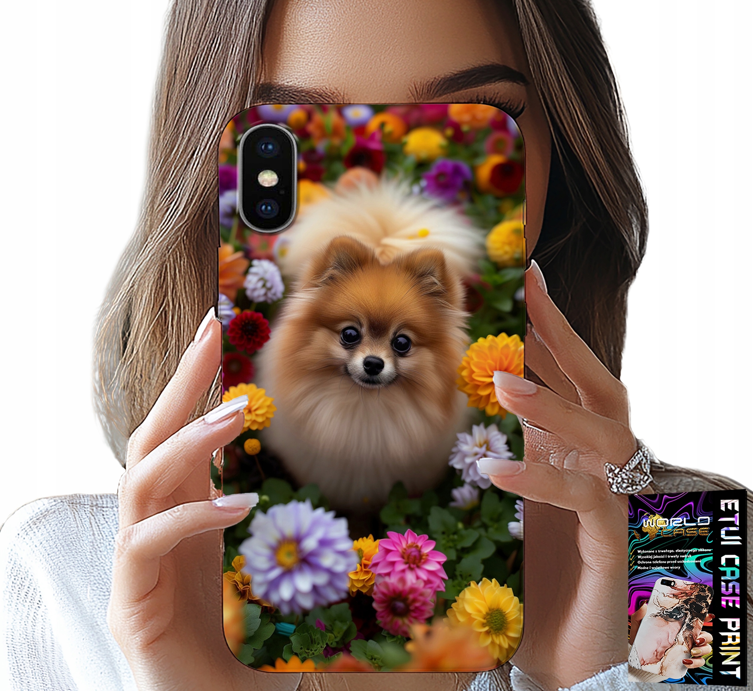 ETUI DO IPHONE X / XS - SŁODKI PIESEK, POMERANIAN CASE + SZKŁO