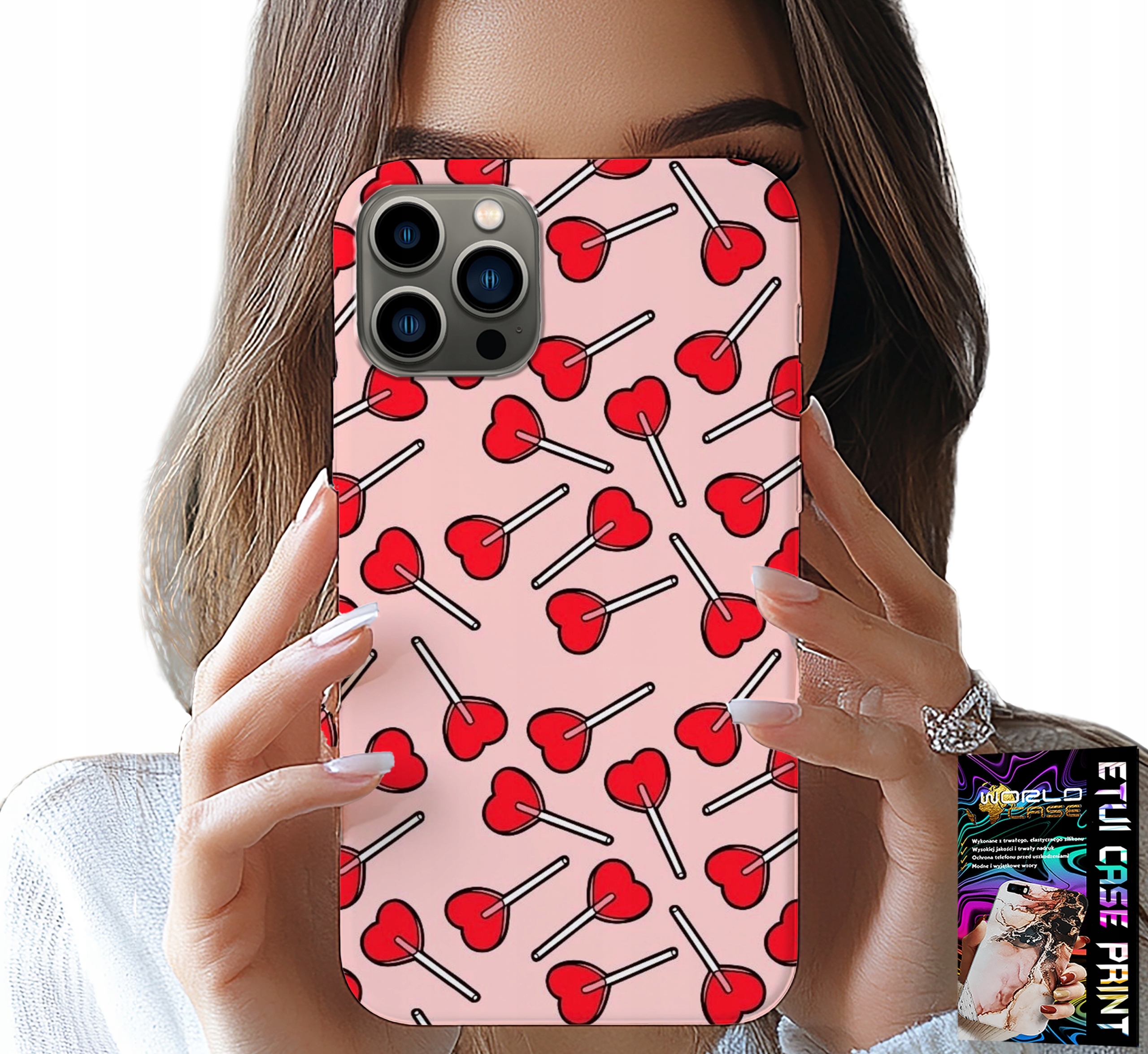 ETUI DO IPHONE 12 PRO MAX - KOBIECE, MODNE WZORY LIZAKI W SERCA CASE