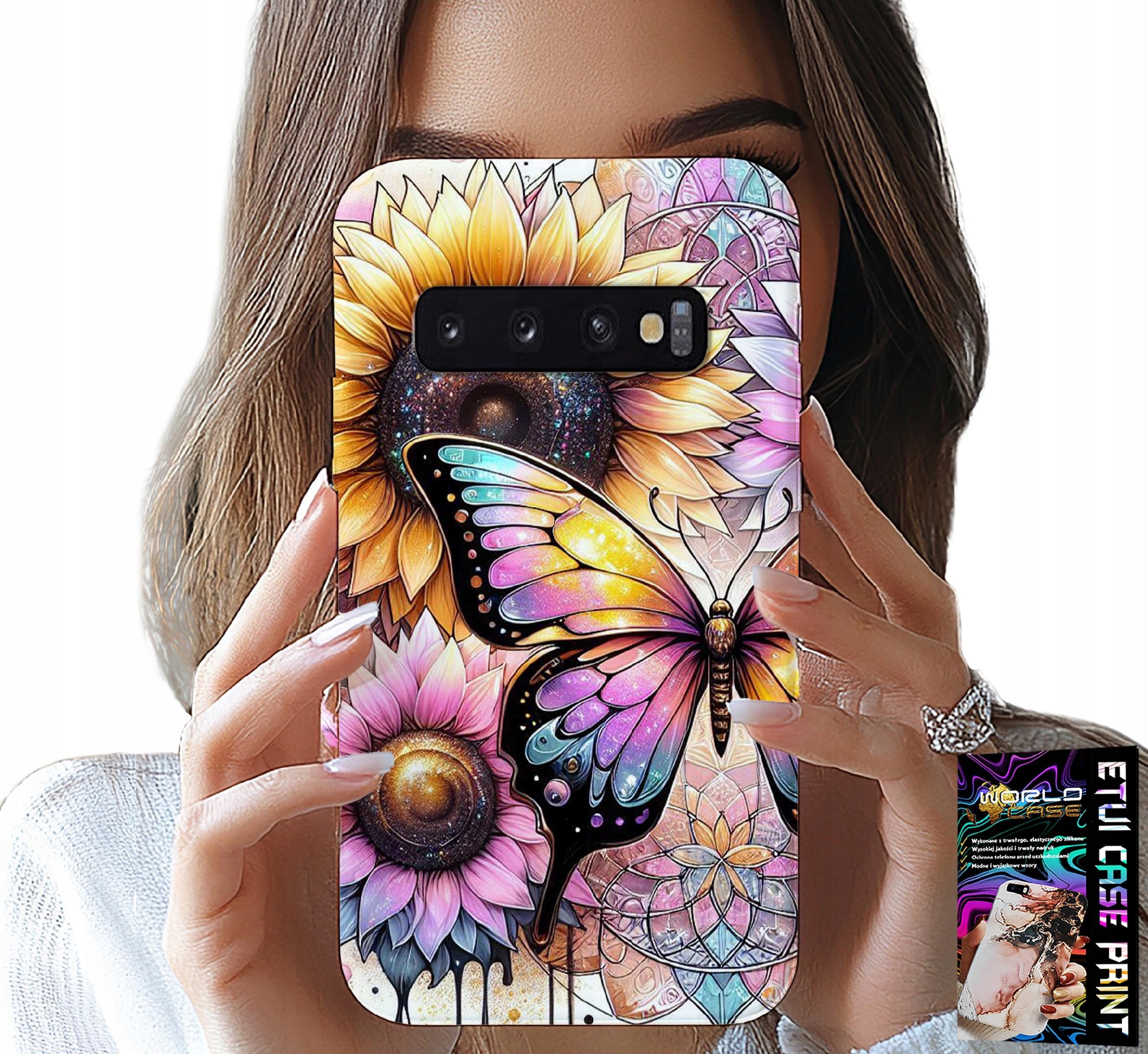 ETUI DO SAMSUNG GALAXY S10 PLUS - SŁONECZNIK Z MOTYLKIEM, OBUDOWA + FOLIA