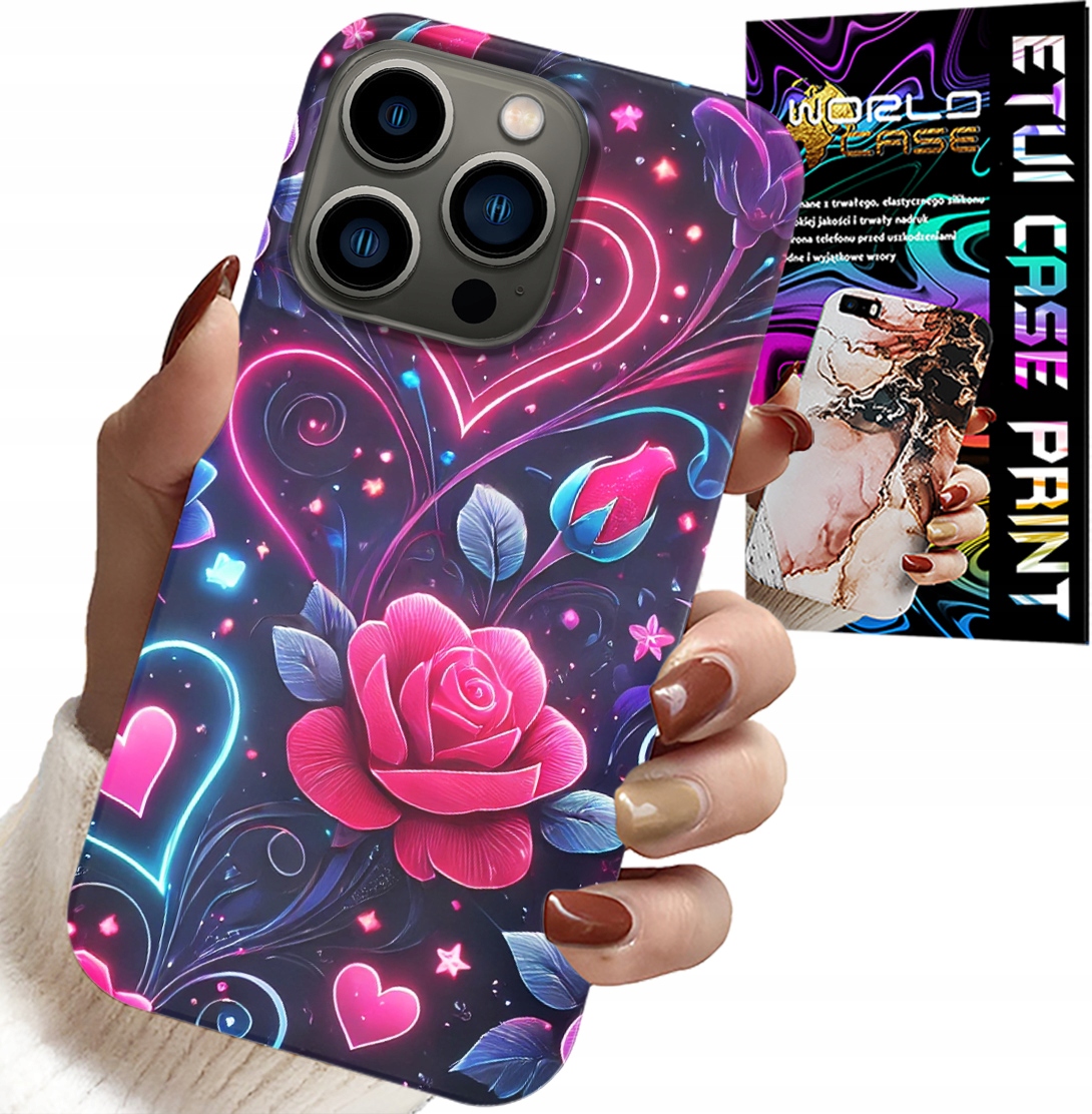ETUI DO IPHONE 16 PRO - SERCE, RÓŻA, NASTOLETNIE CASE + SZKŁO
