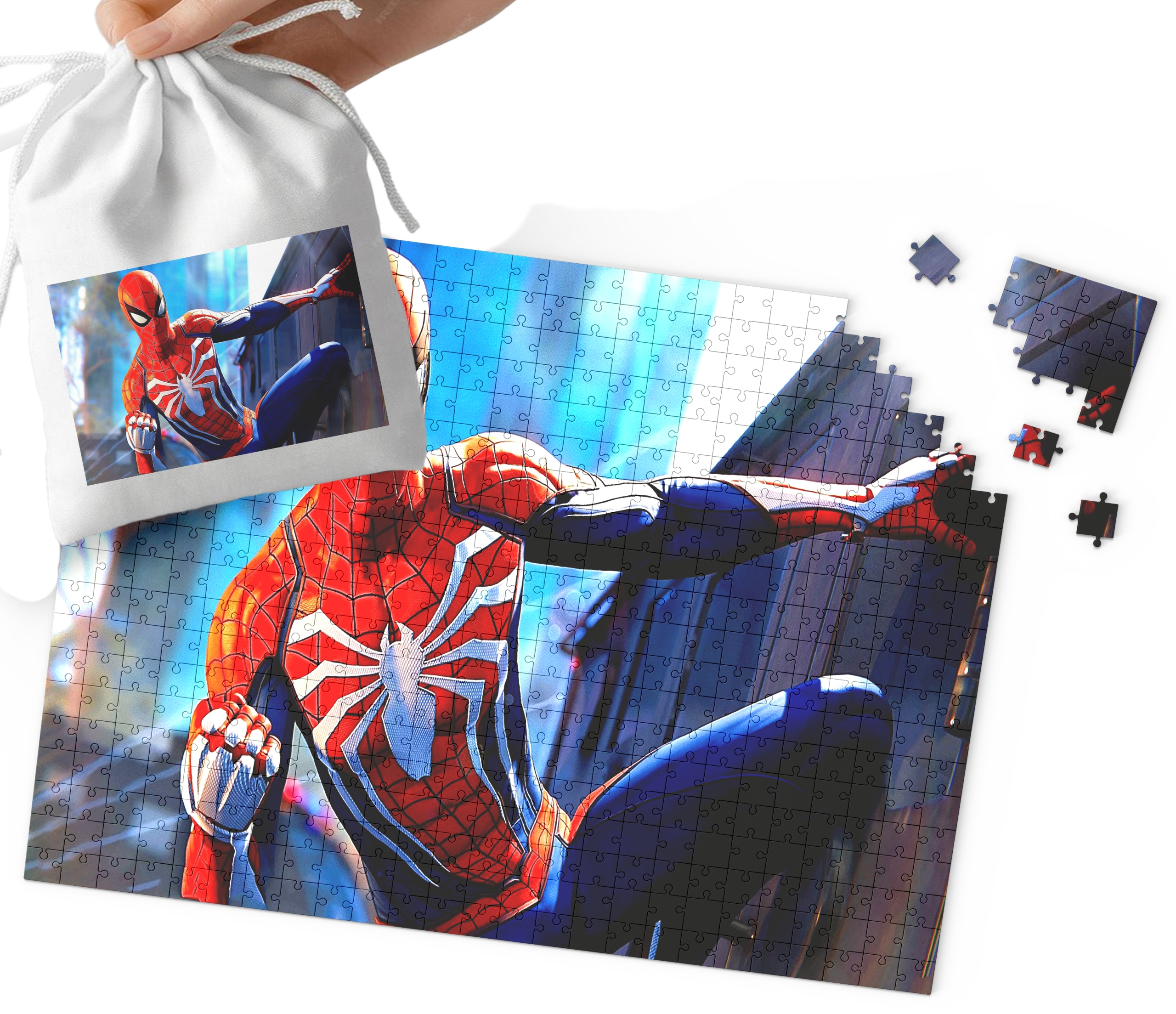 PUZZLE - SPIDER MAN WZORY Z BAJEK I GIER PREZENT DLA DZIECI 96EL + WORECZEK