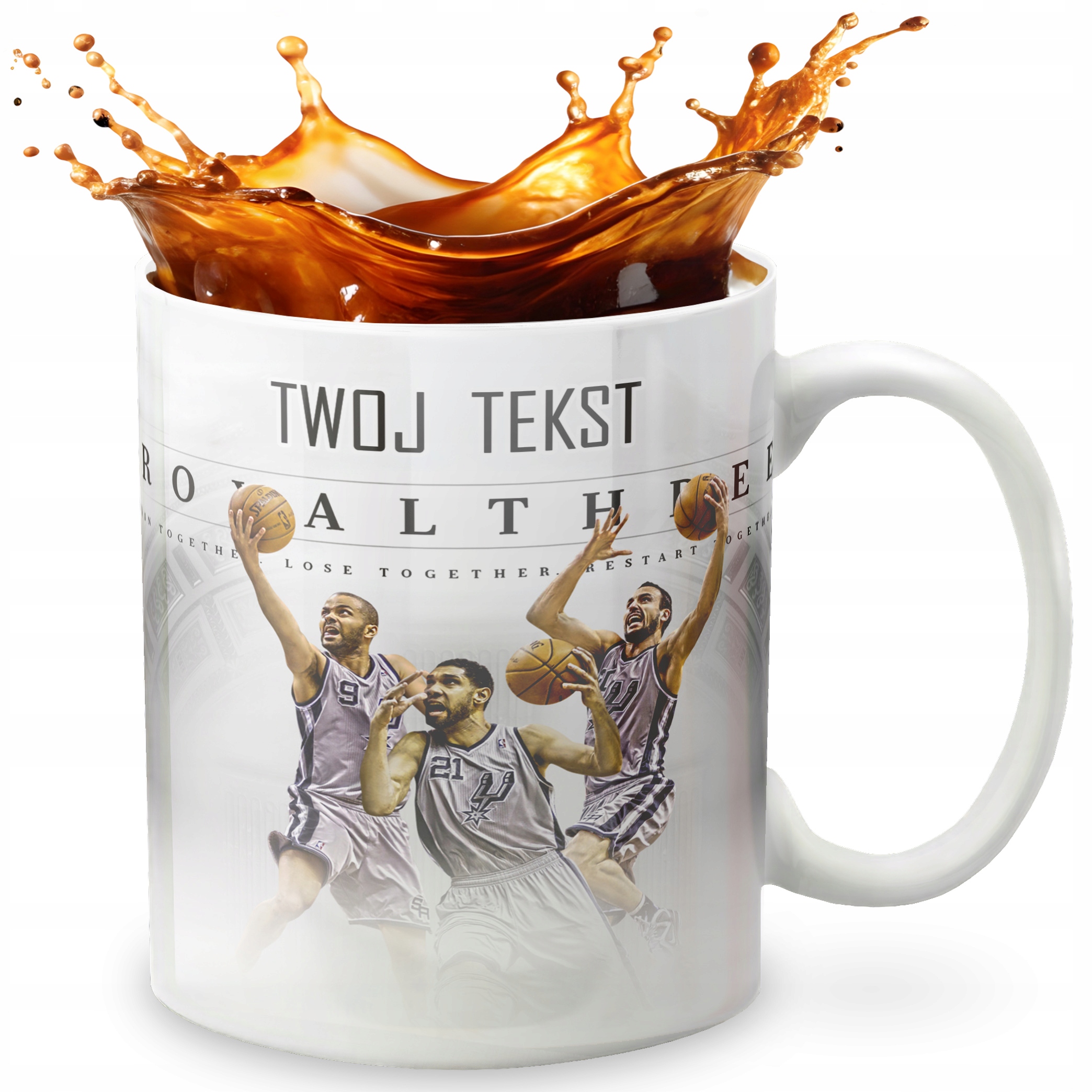 KUBEK 330ml GRAFIKA PREZENT ŚWIĘTA WZÓR - KOSZYKÓWKA SPORT + IMIĘ