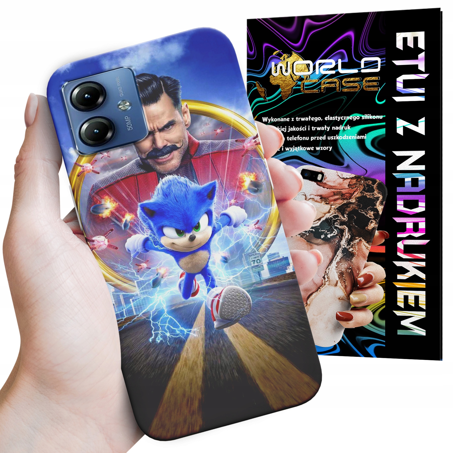 ETUI CASE DO MOTOROLA MOTO G14 - SONIC SONIK WZORY Z BAJEK MARIO PLECKI