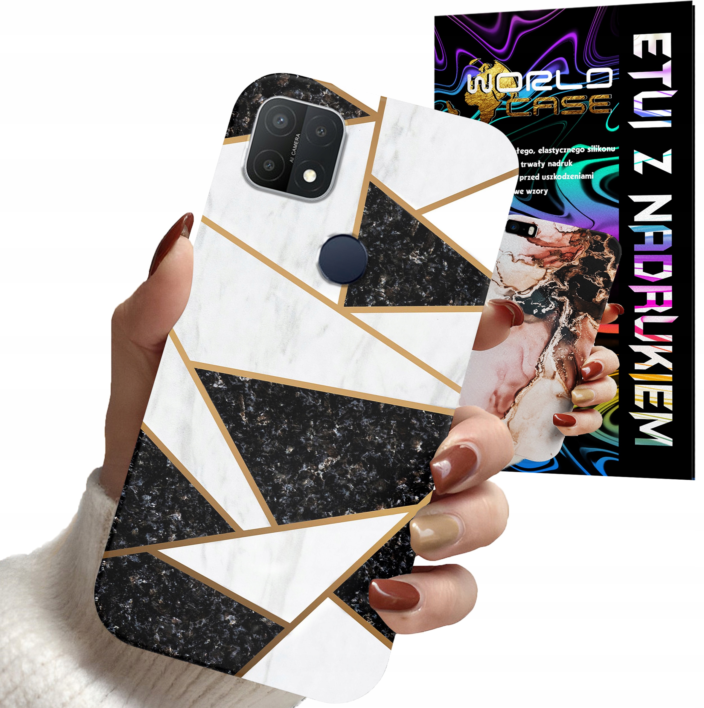 ETUI CASE DO OPPO A15 (A15s) - MARMUREK GEOMETRIA WZORY DLA KOBIET