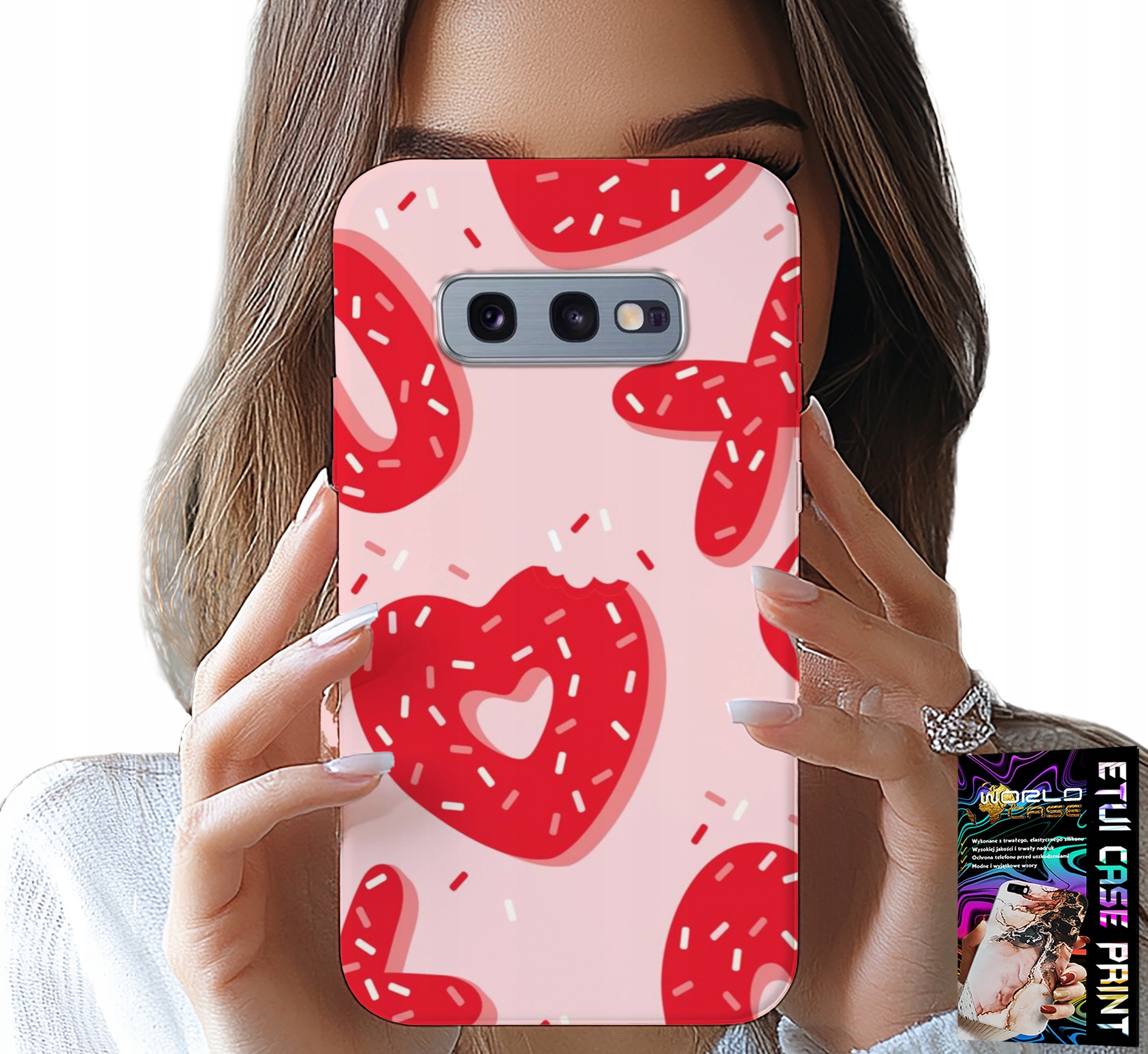 ETUI DO SAMSUNG GALAXY S10E - KOBIECE, MODNE WZORY XOXO SERCE + FOLIA
