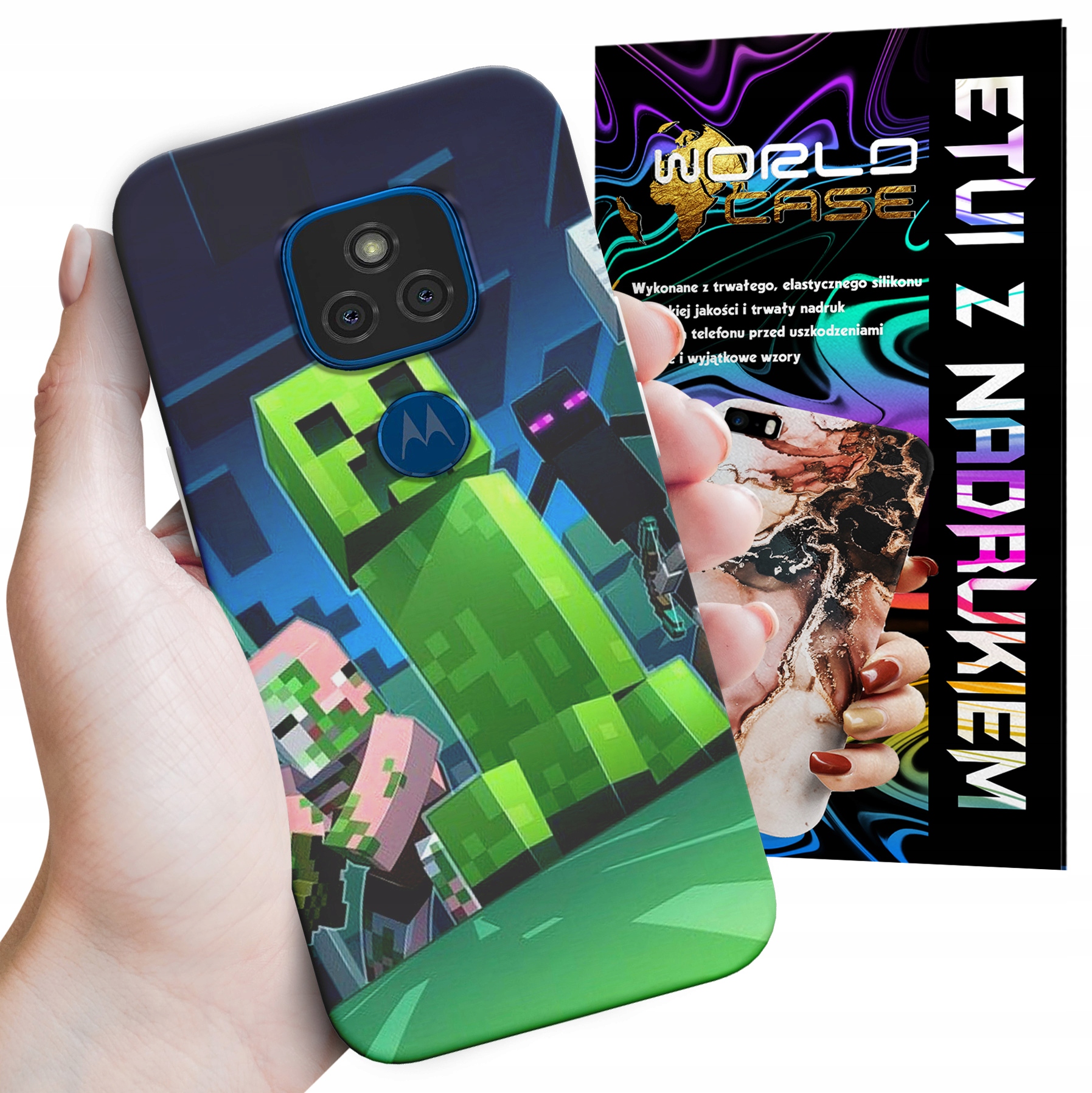 ETUI CASE DO MOTOROLA G9 Play G9 E7 PLUS - FORTNITE CREEPER DZIECIĘ ROBLOX