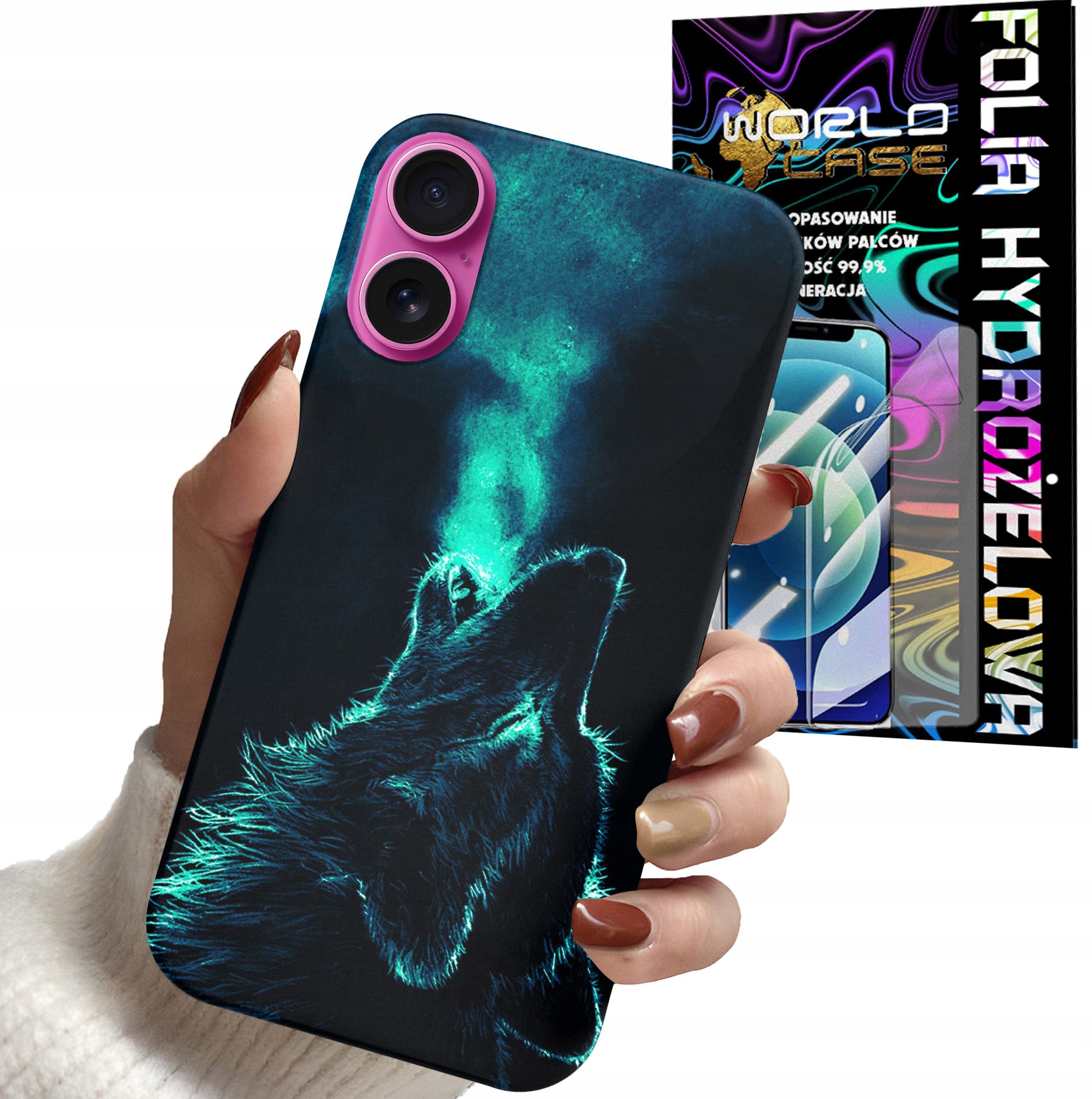 ETUI CASE DO IPHONE 16 PLUS - WILK ZWIERZĘTA KOLOROWE OBUDOWY + FOLIA