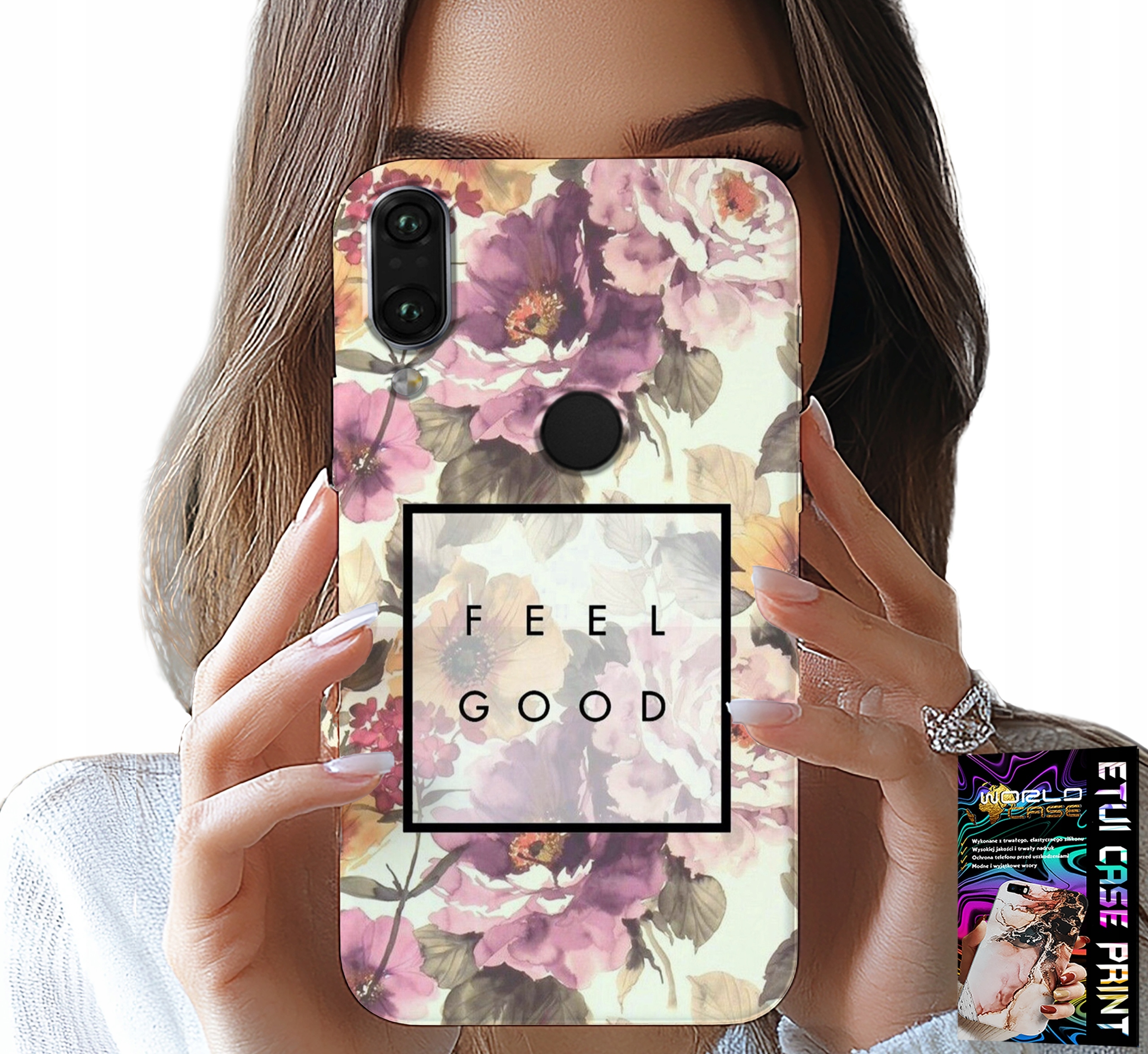 ETUI DO XIAOMI NOTE 7 - KWIATISTY WZÓR, MODNE DAMSKIE + SZKŁO