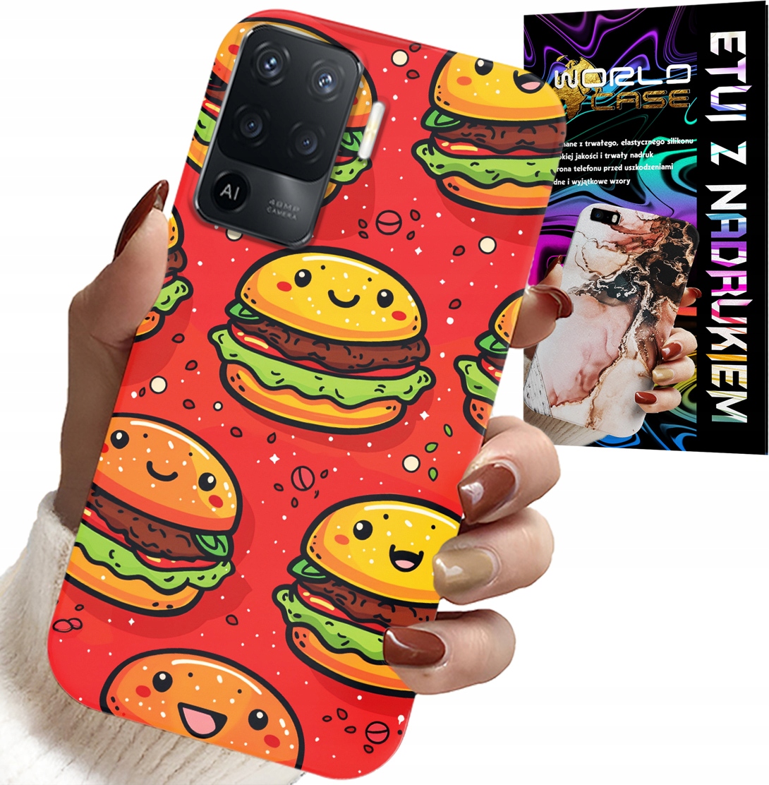ETUI DO OPPO F19 PRO - SŁODKIE UŚMIECHNIĘTE BURGERY POKROWIEC